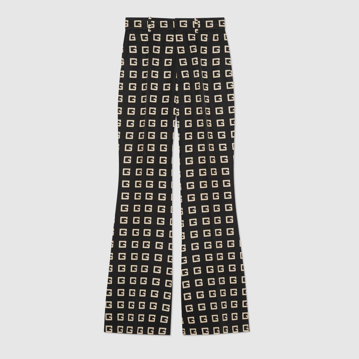 Square G print faille flare pant - 1