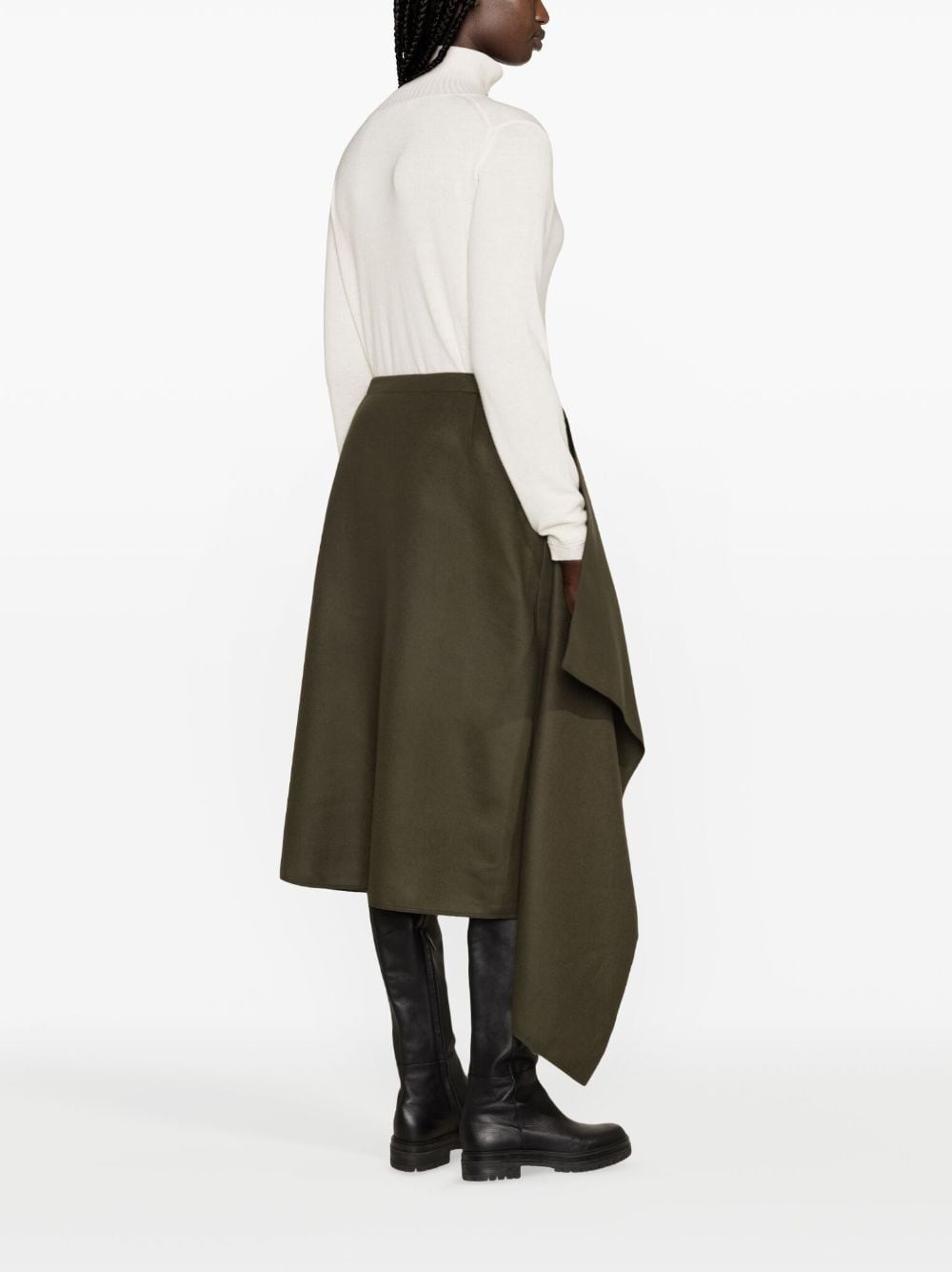 wool-cashmere midi wrap skirt - 4