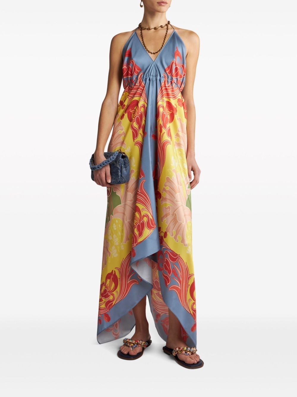 graphic-print silk dress - 3