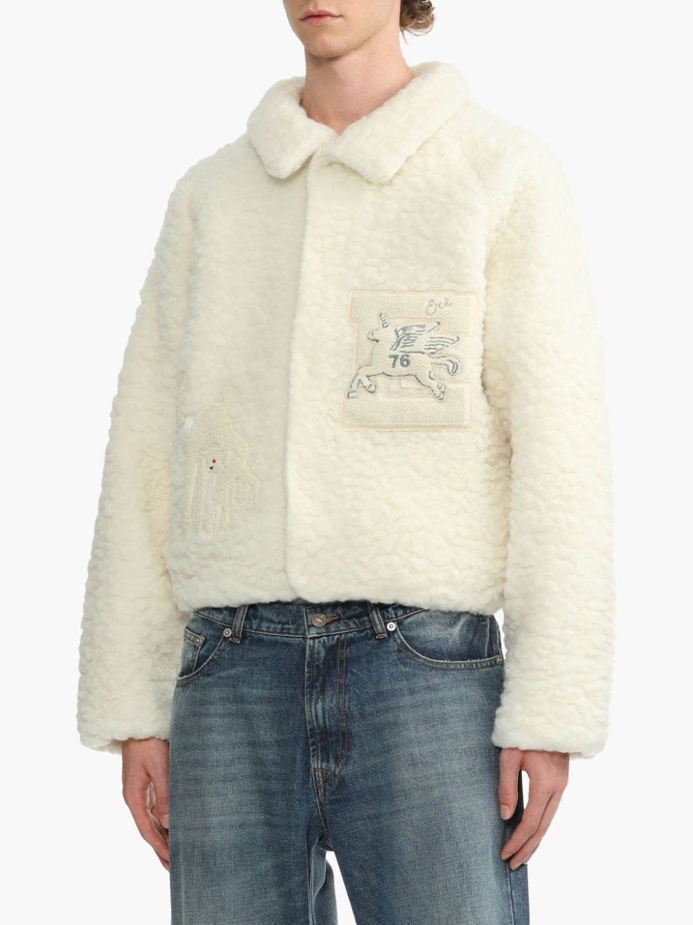 fleeced wool bomber jacket - 3