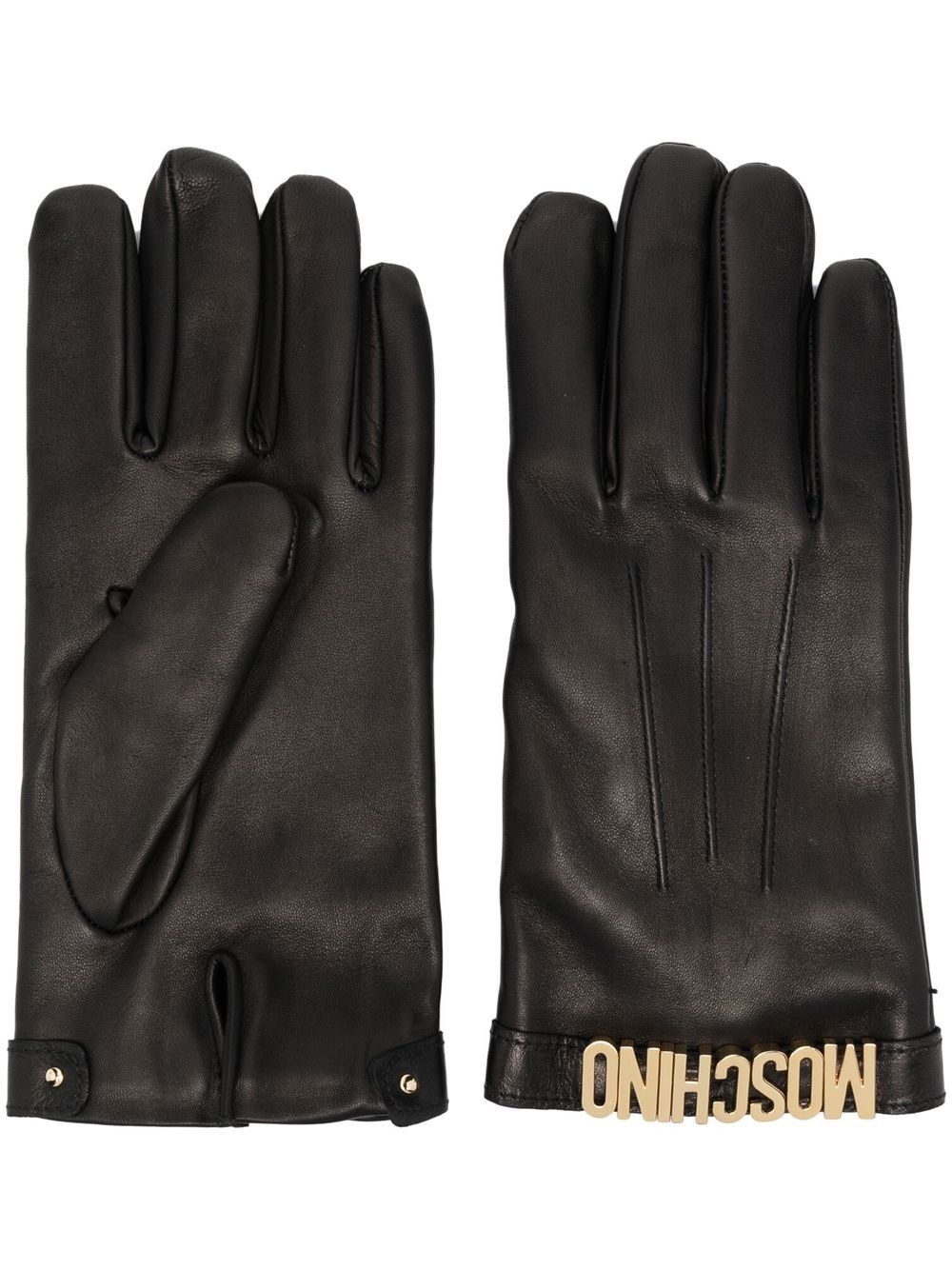 logo-letter leather gloves - 1