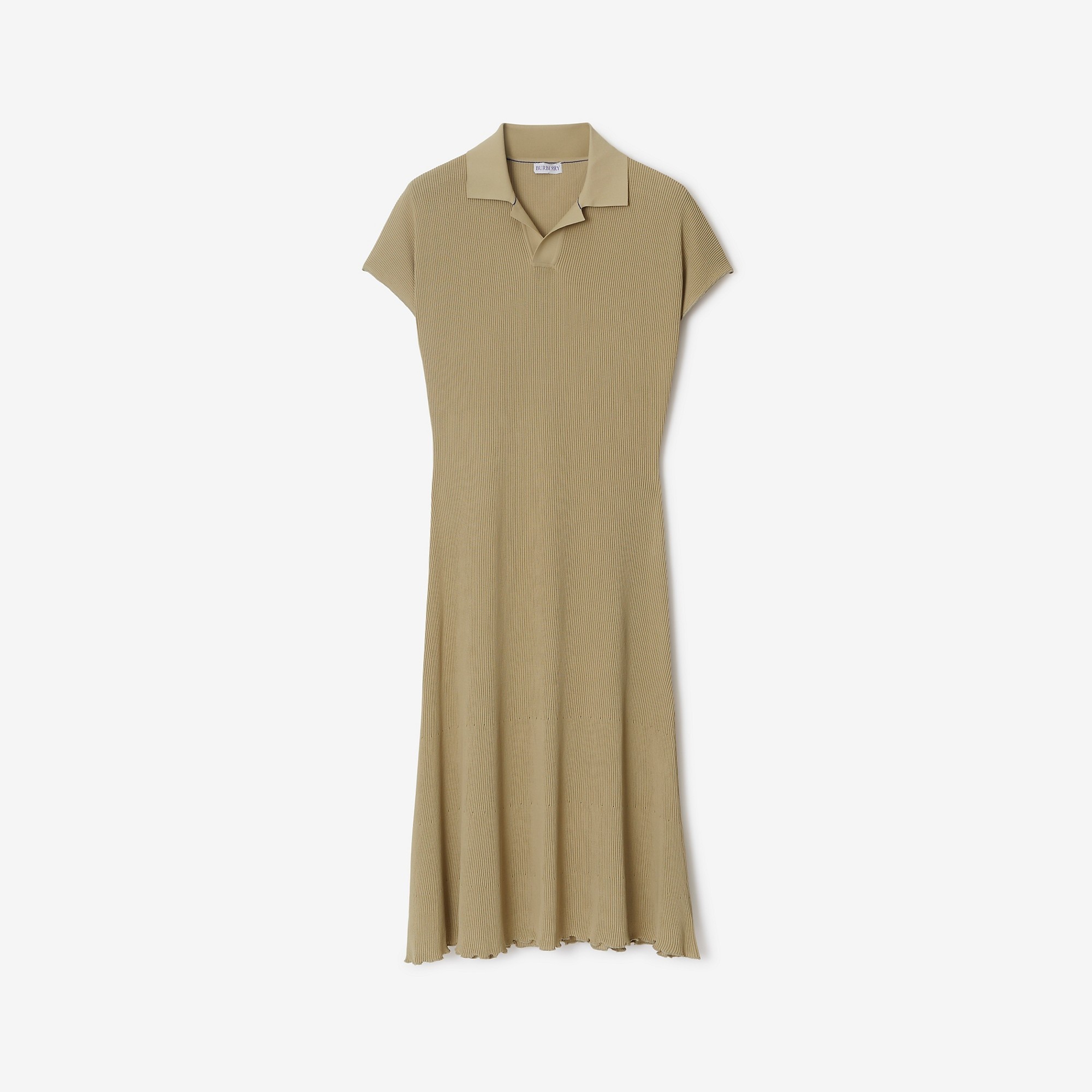 Rib Knit Polo Shirt Dress - 1