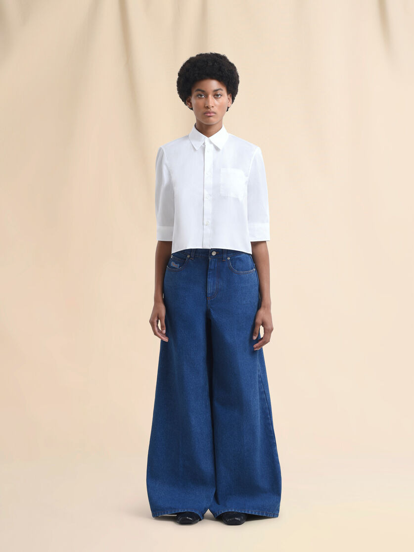 BLUE ORGANIC DENIM WIDE-LEG JEANS - 2