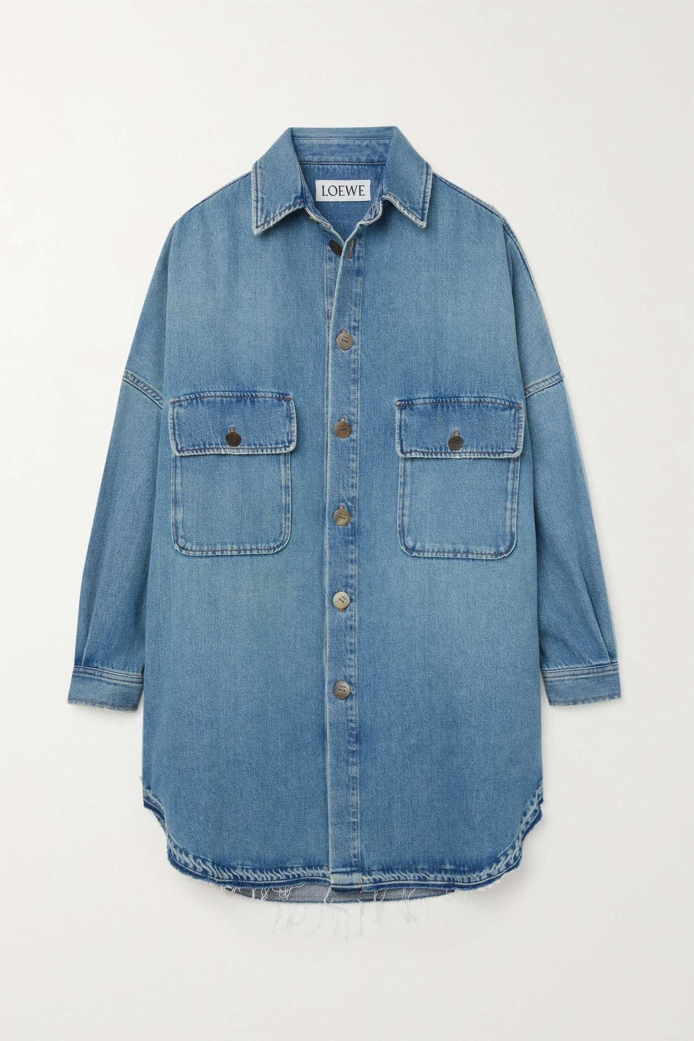 Oversized frayed denim shirt - 1