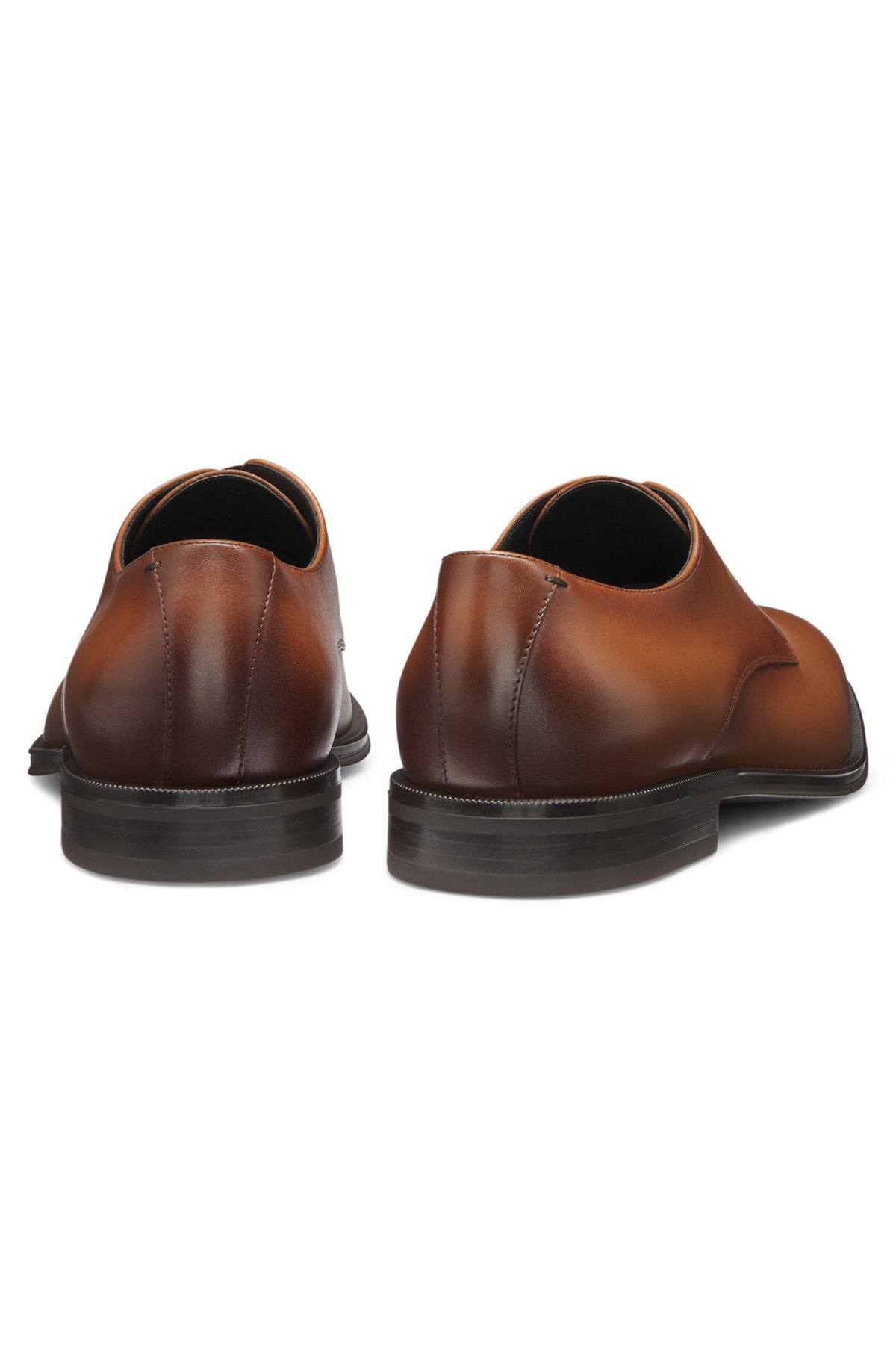 LEATHER DERBY SHOES WITH STITCHING DETAILS - 5