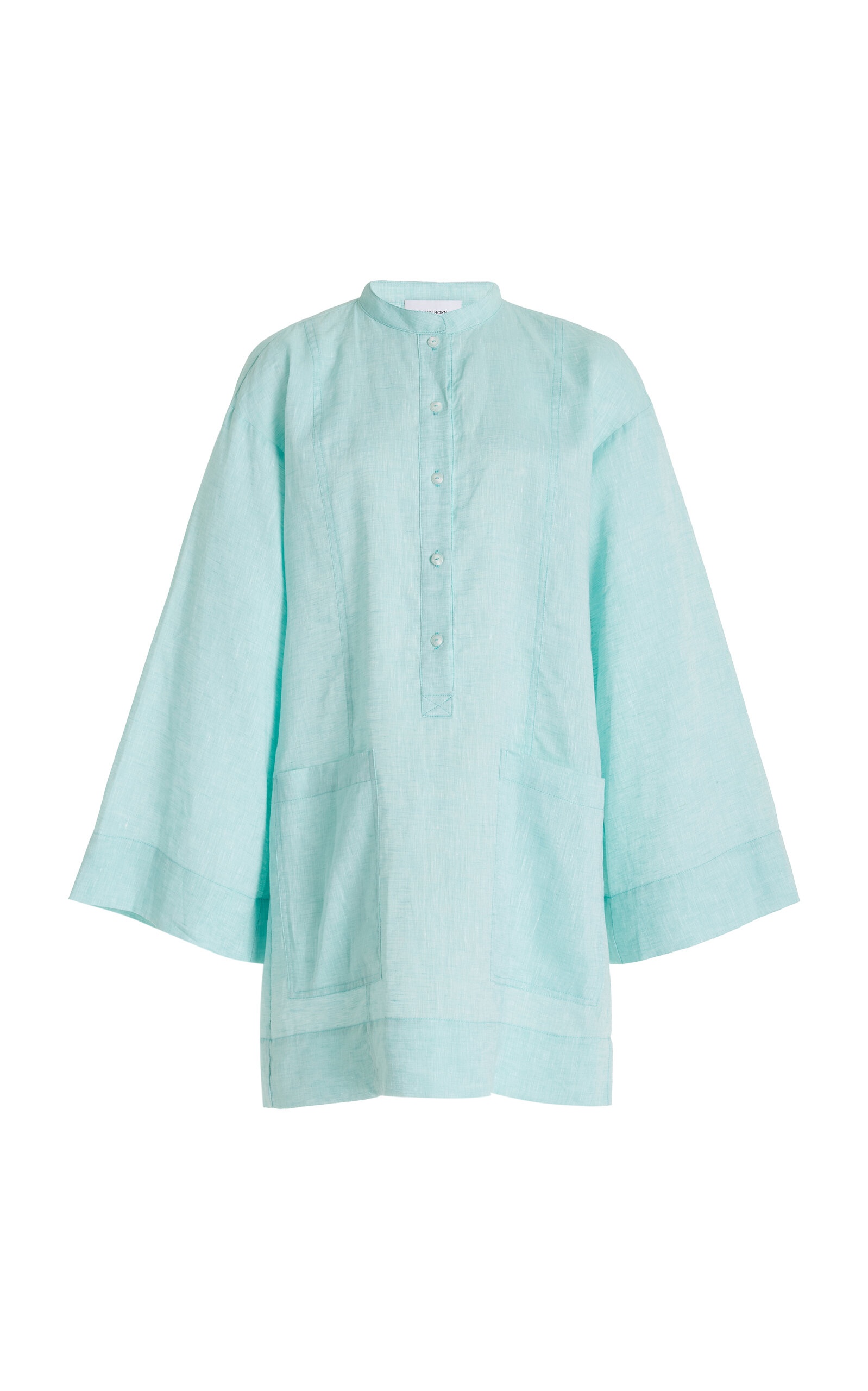 Leiden Organic Linen Tunic Mini Dress green - 1