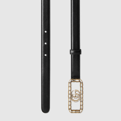 GUCCI Thin belt with crystal Double G buckle outlook