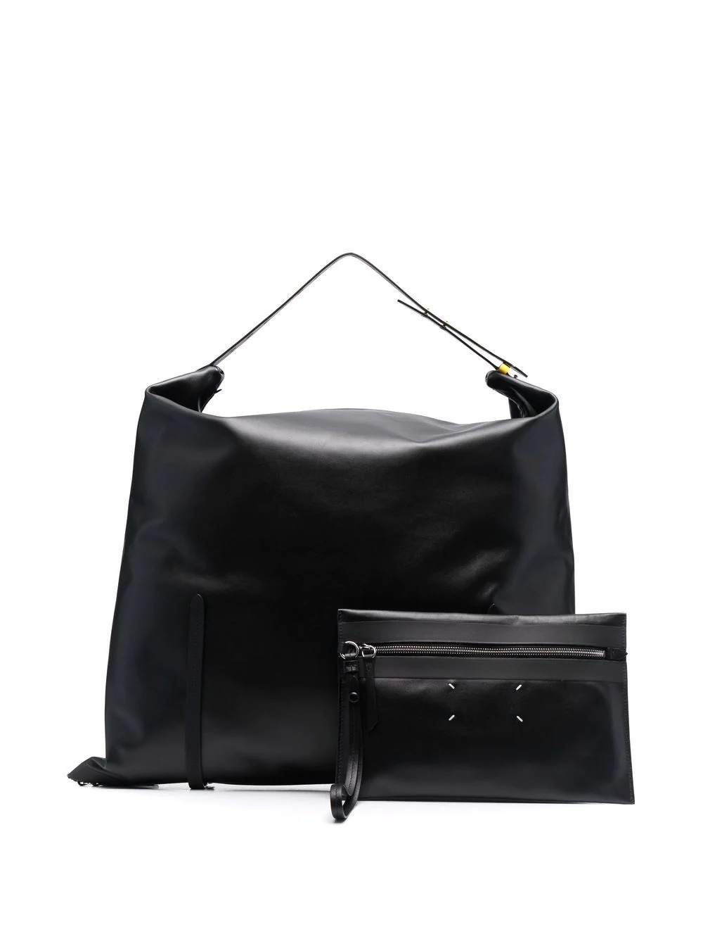 contrast-strap oversized leather tote bag - 7