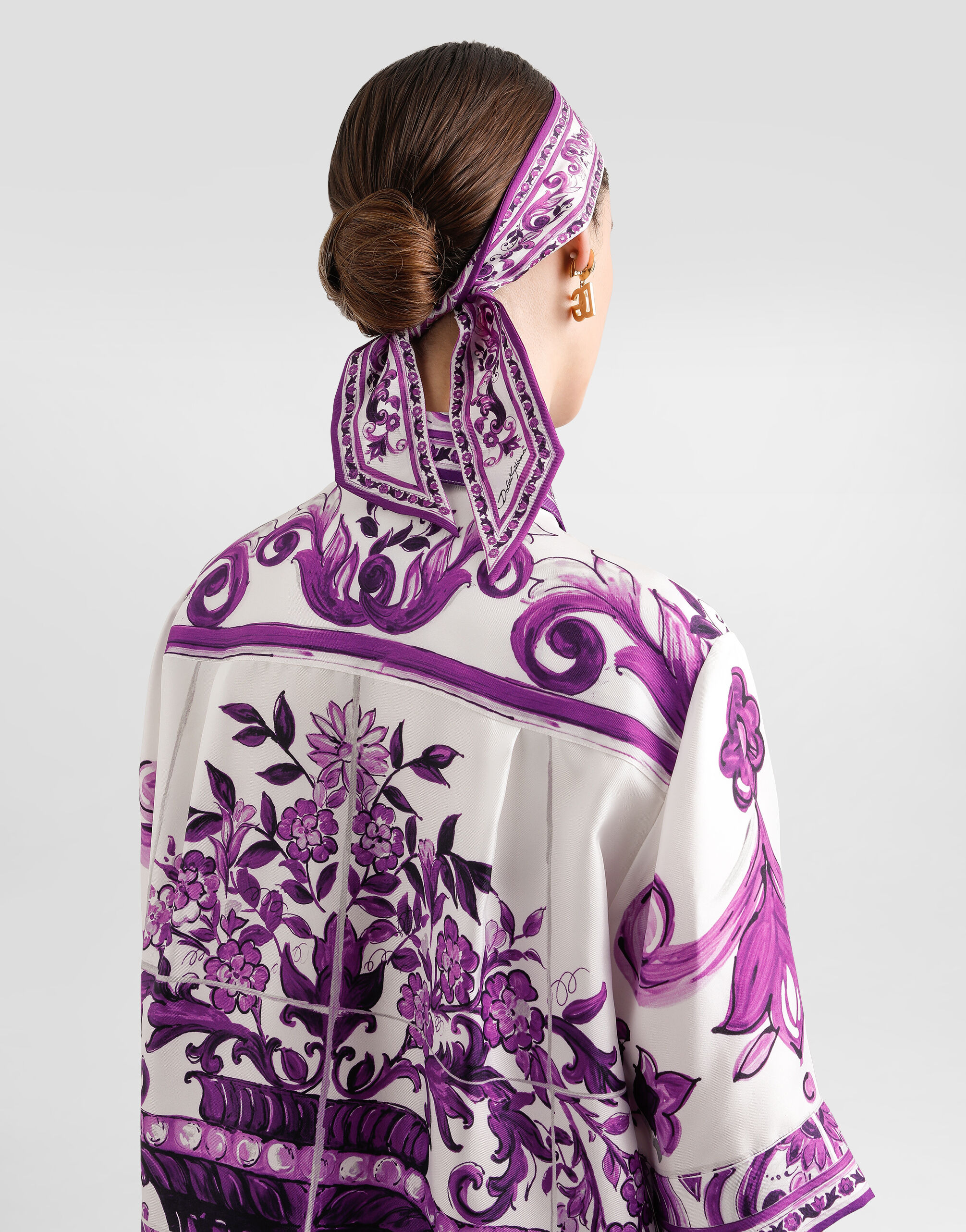 Majolica-print silk shirt - 5