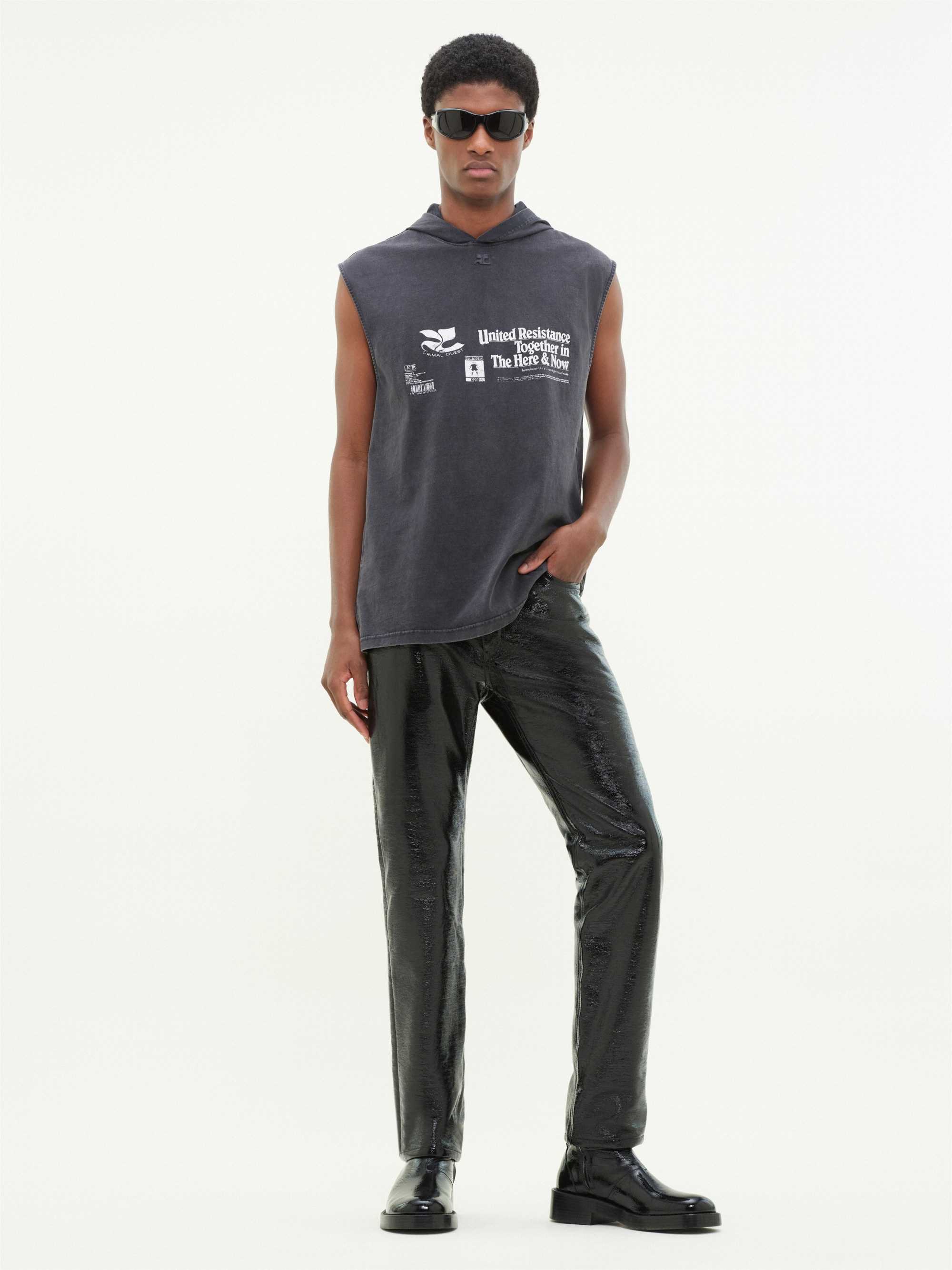 PRINTED HOODIE SLEEVELESS T-SHIRT - 3