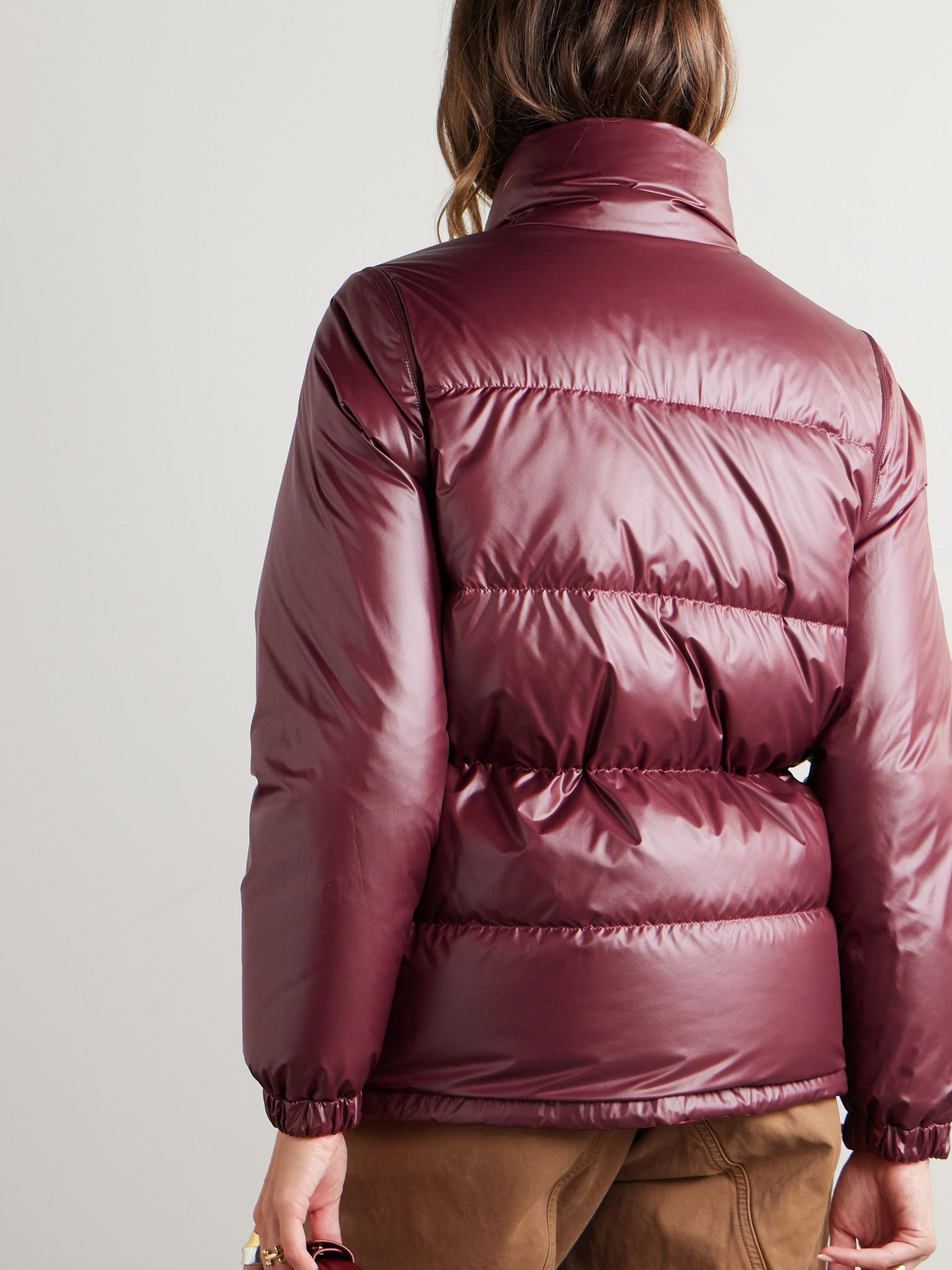 Verone reversible twill-jacquard trimmed quilted shell down jacket Burgundy - 4