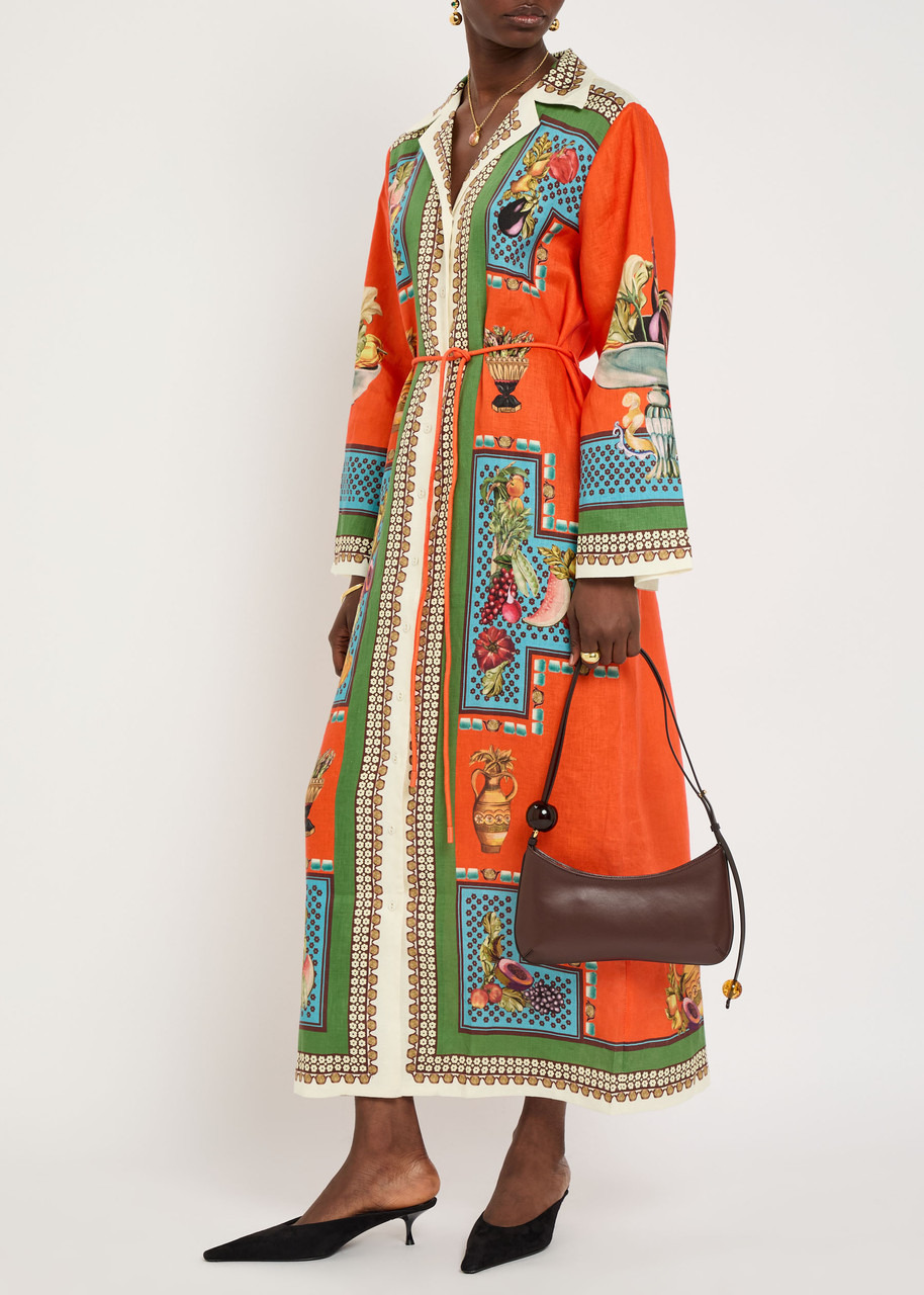 Alemais Rocco Printed Linen Maxi Shirt Dress - 4