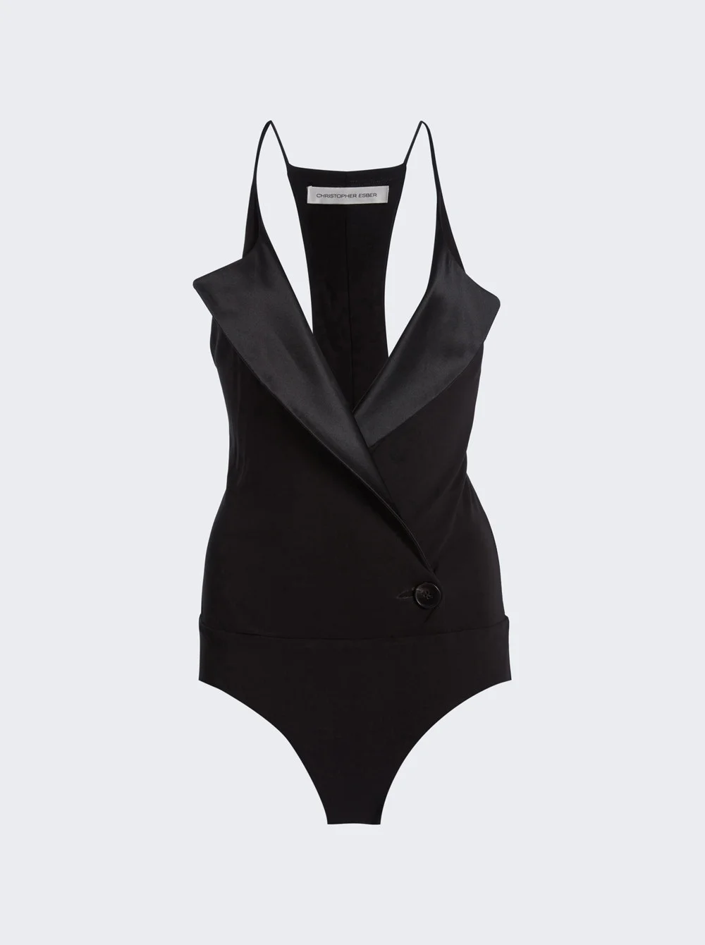 Didion Satin Contrast Jersey Bodysuit Black - 1