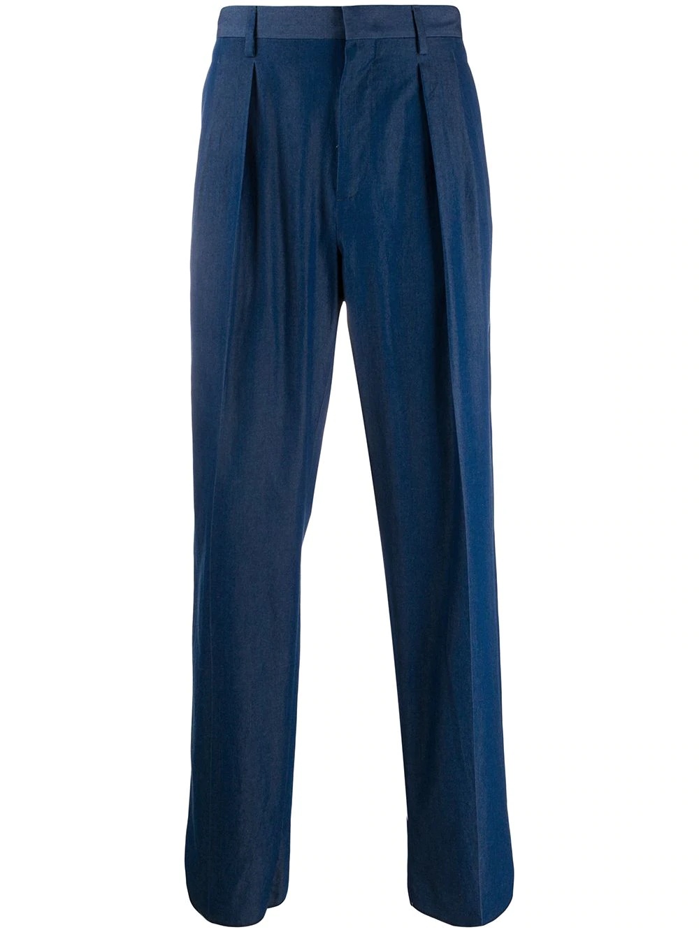 pleated straight-leg trousers - 1