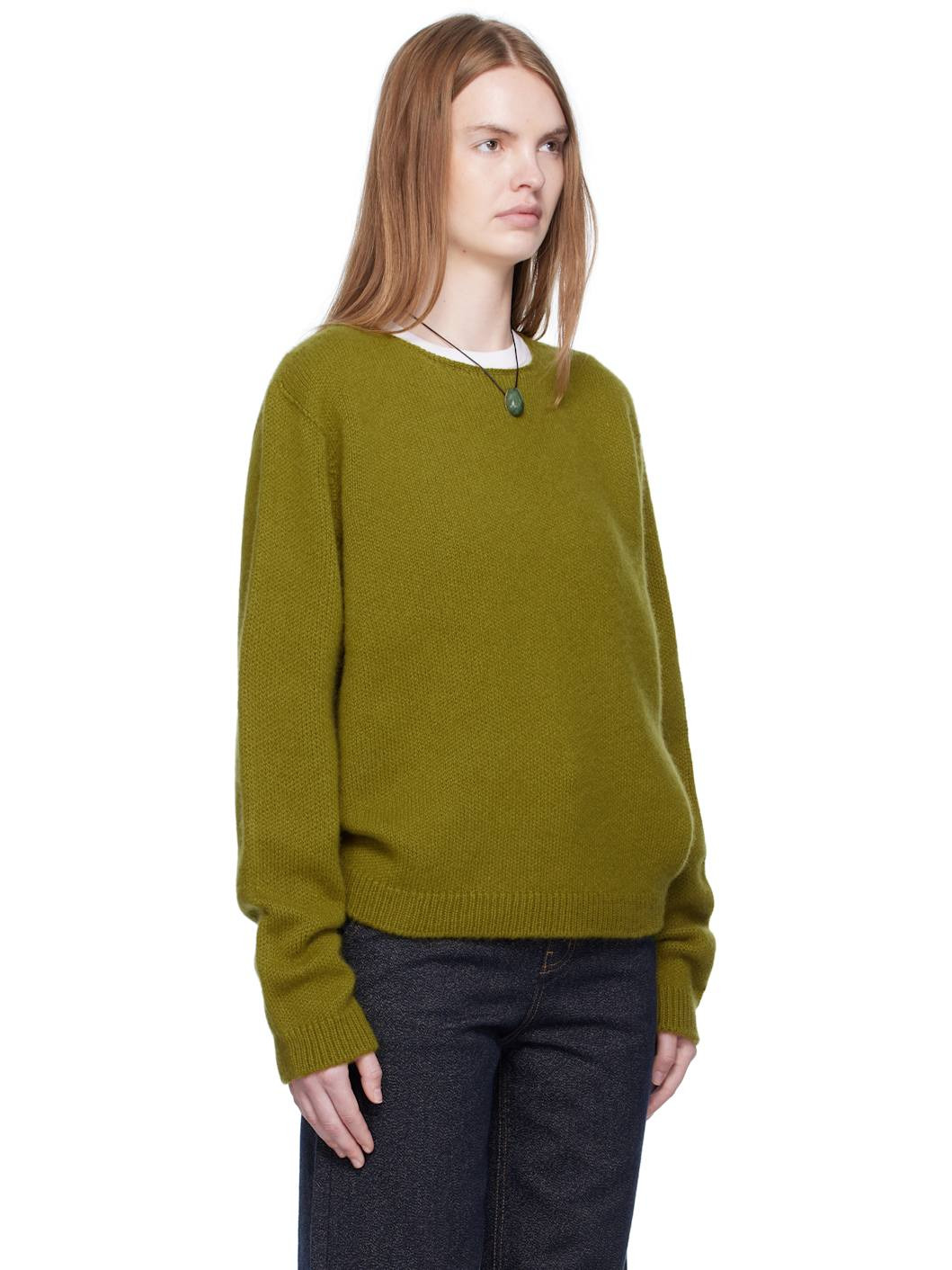Green Wide Neck Cashmere Pullover Sweater - 2