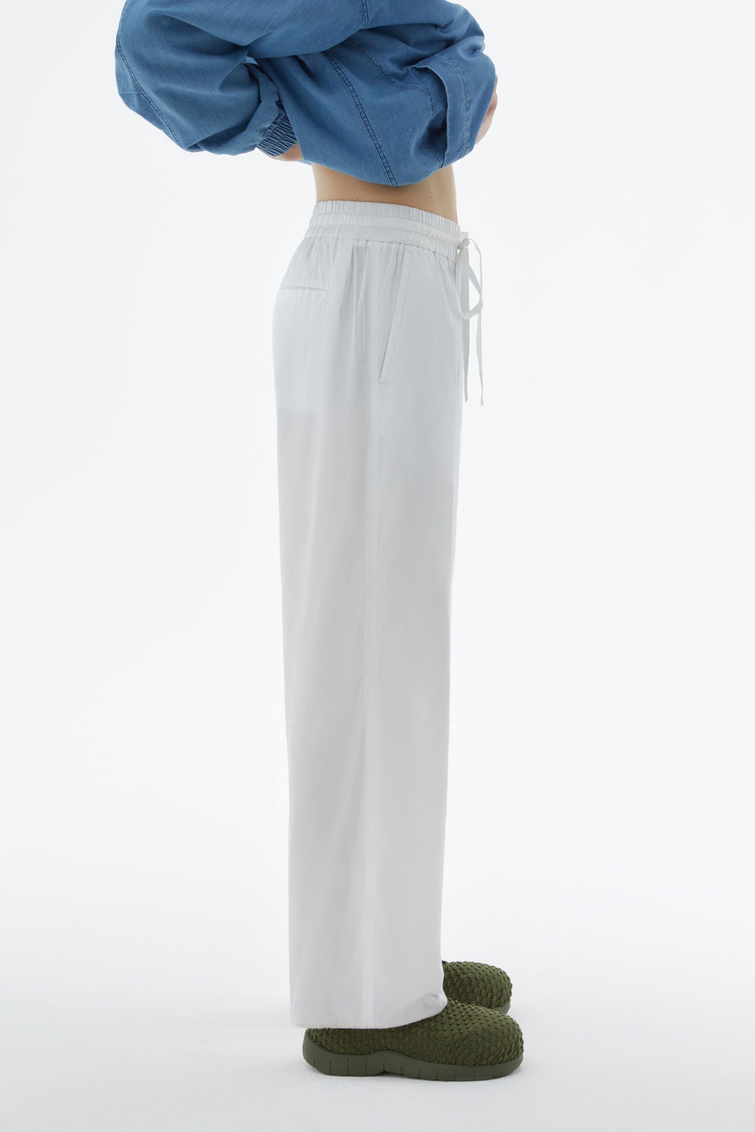 WHITE ELASTIC PANTS - 3