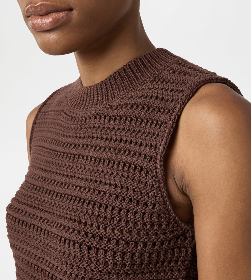 VEST IN COTTON - BROWN 5