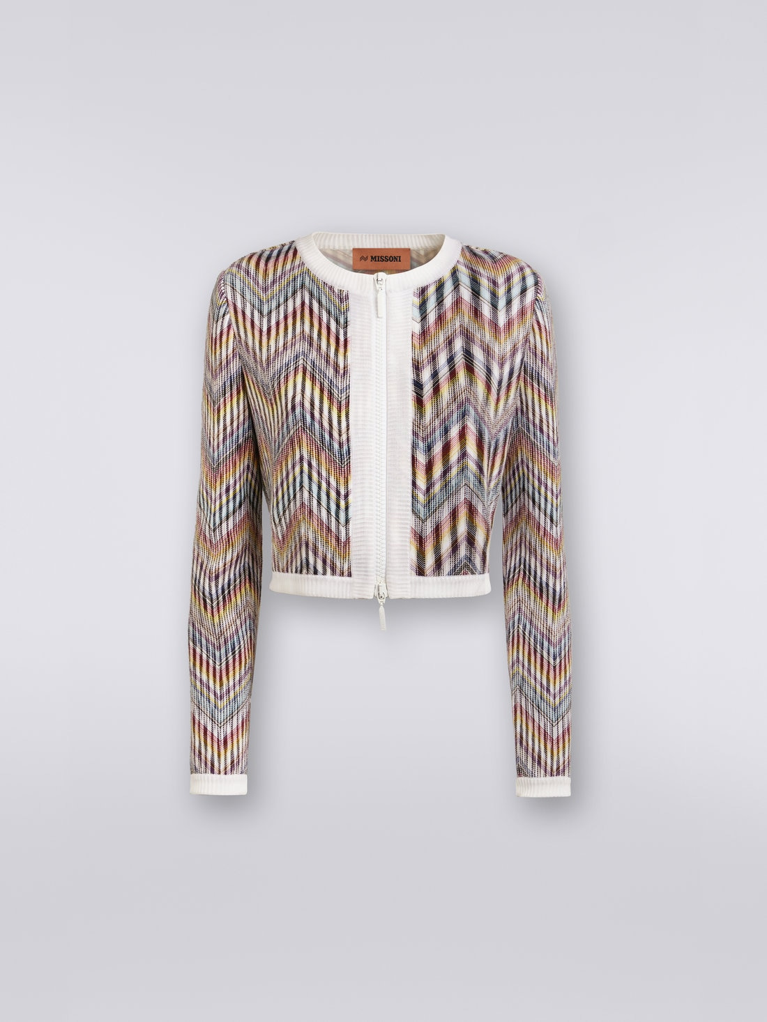 Cotton and wool knit jacket with zip - 1