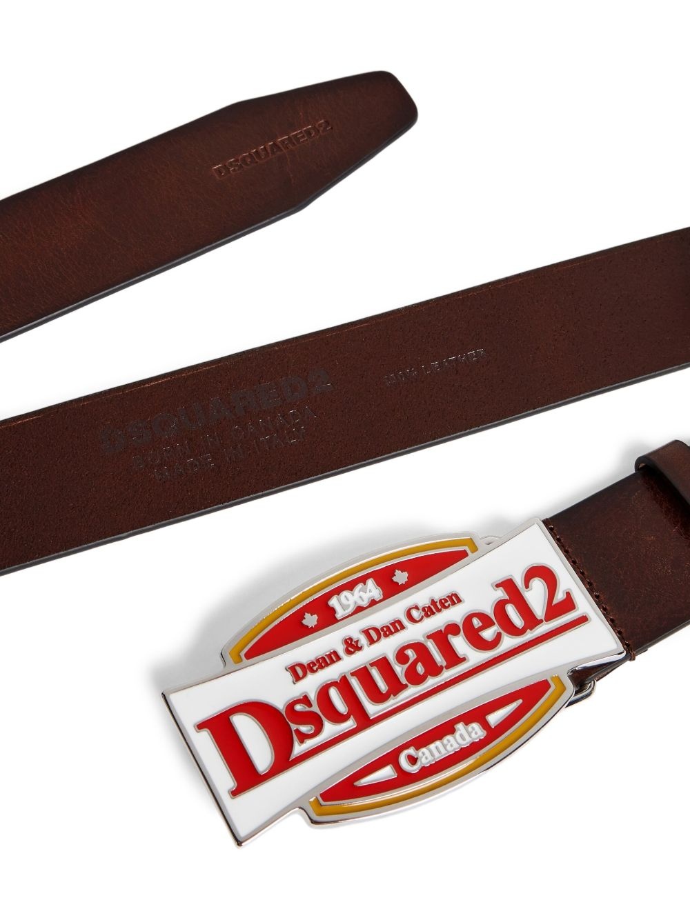 logo-plaque leather belt - 2