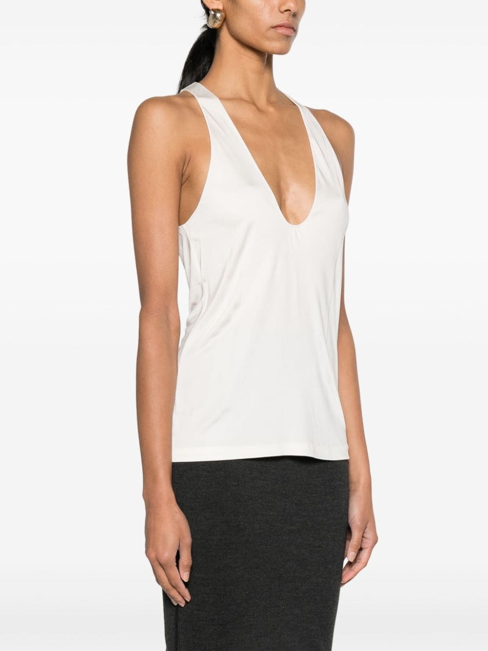 plunging satin tank top - 3