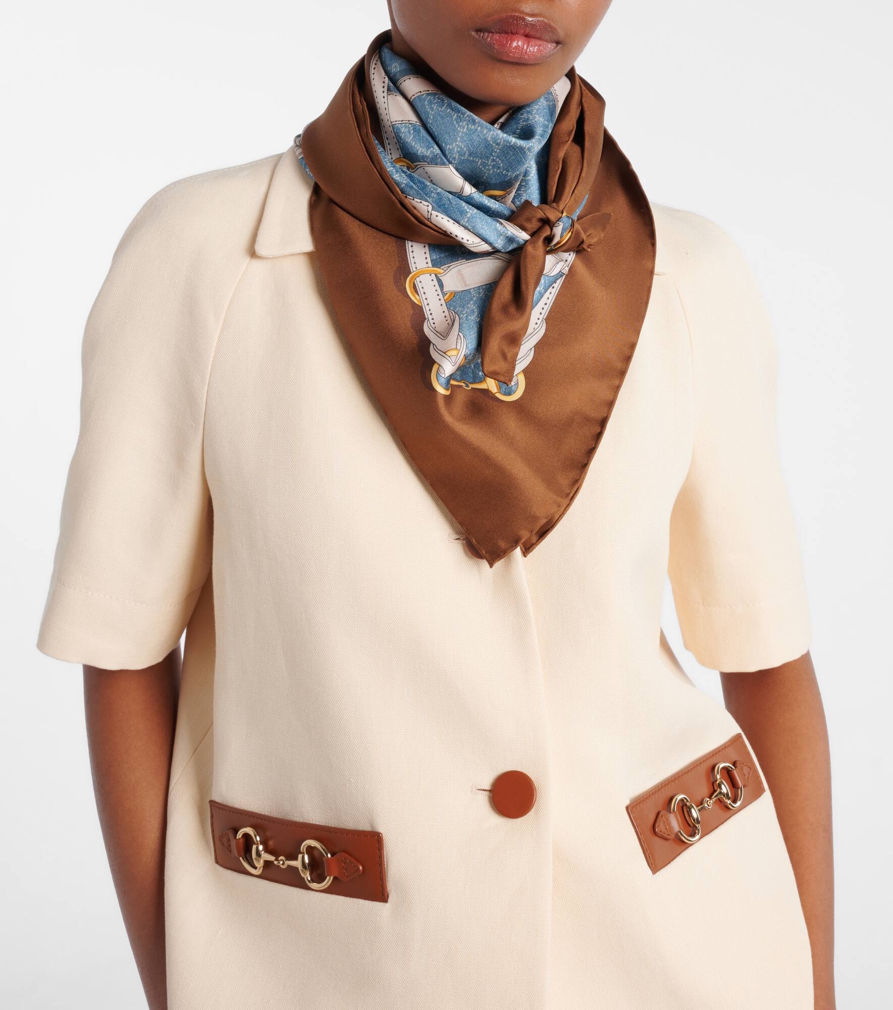 Horsebit silk twill scarf - 2