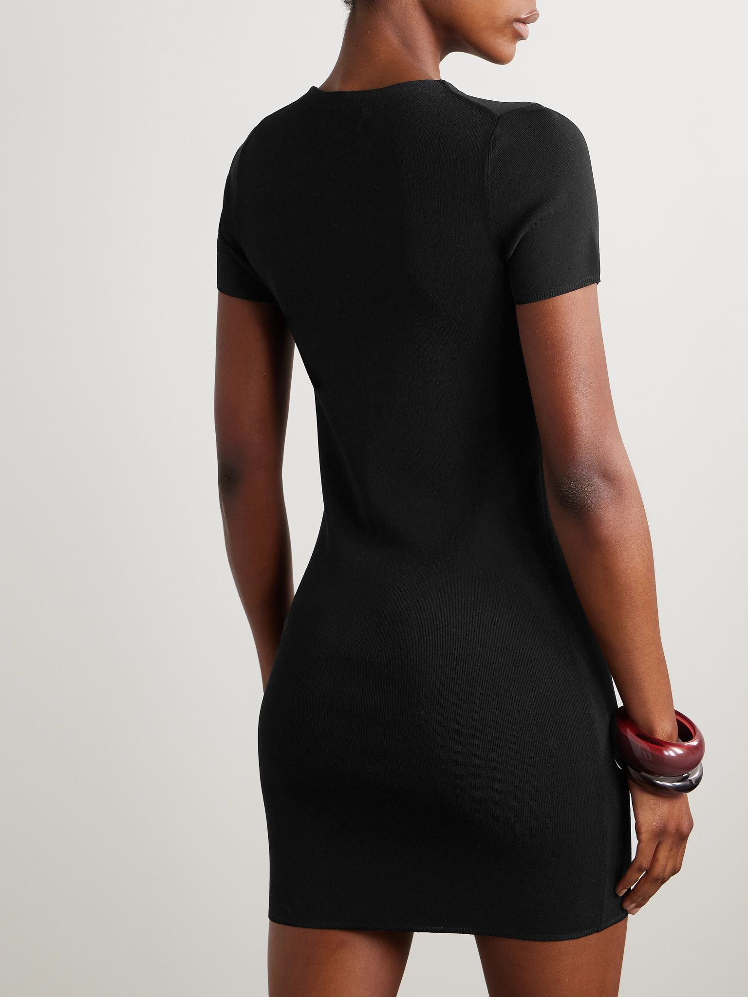 Palma lace-up jersey mini dress Black - 3