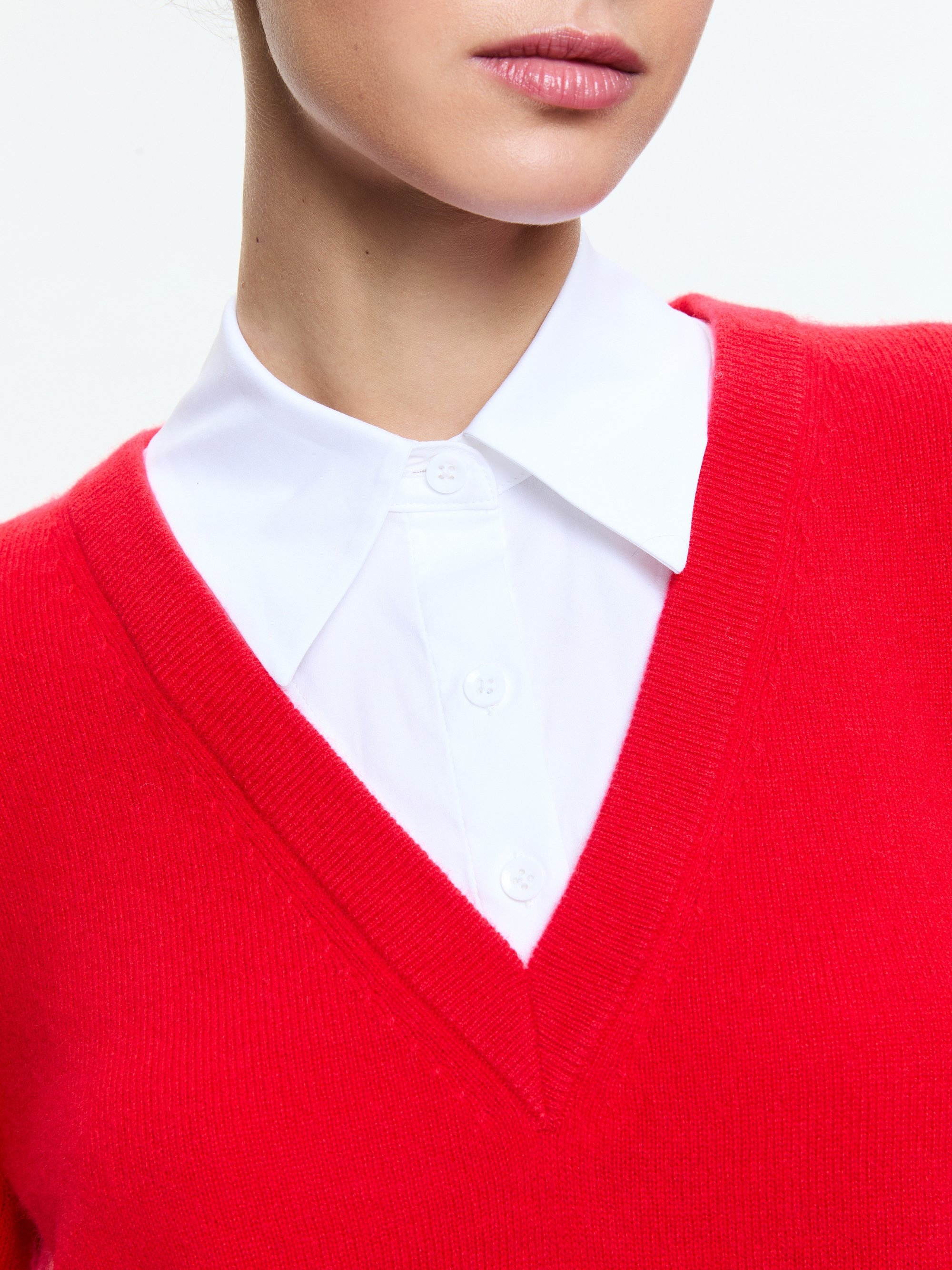 DENBY WOVEN COLLAR V NECK PULLOVER - 4