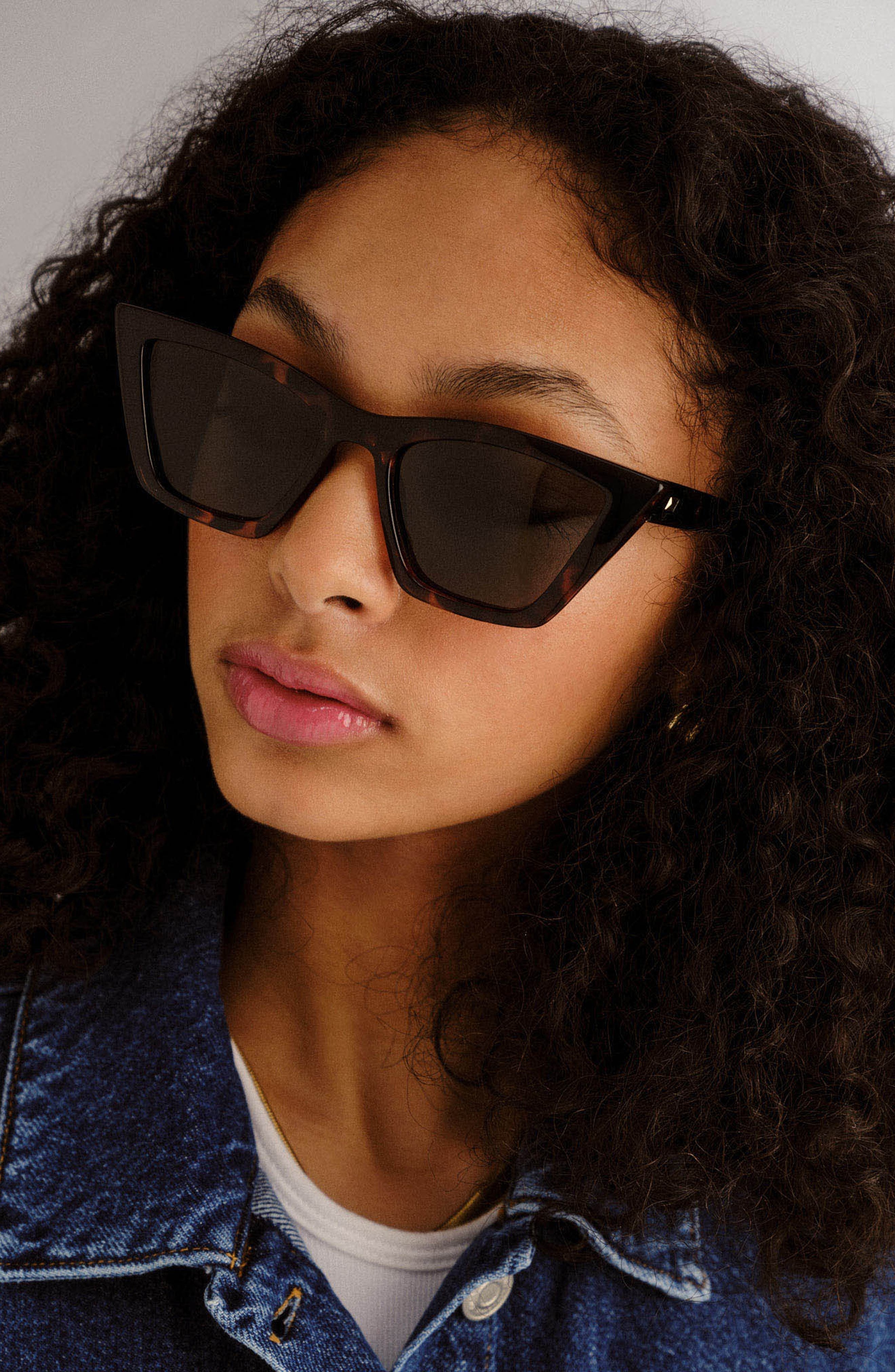 Le Specs Velodrome Cat Eye Sunglasses in Dark Tort/Khaki Mono Pol at Nordstrom - 3