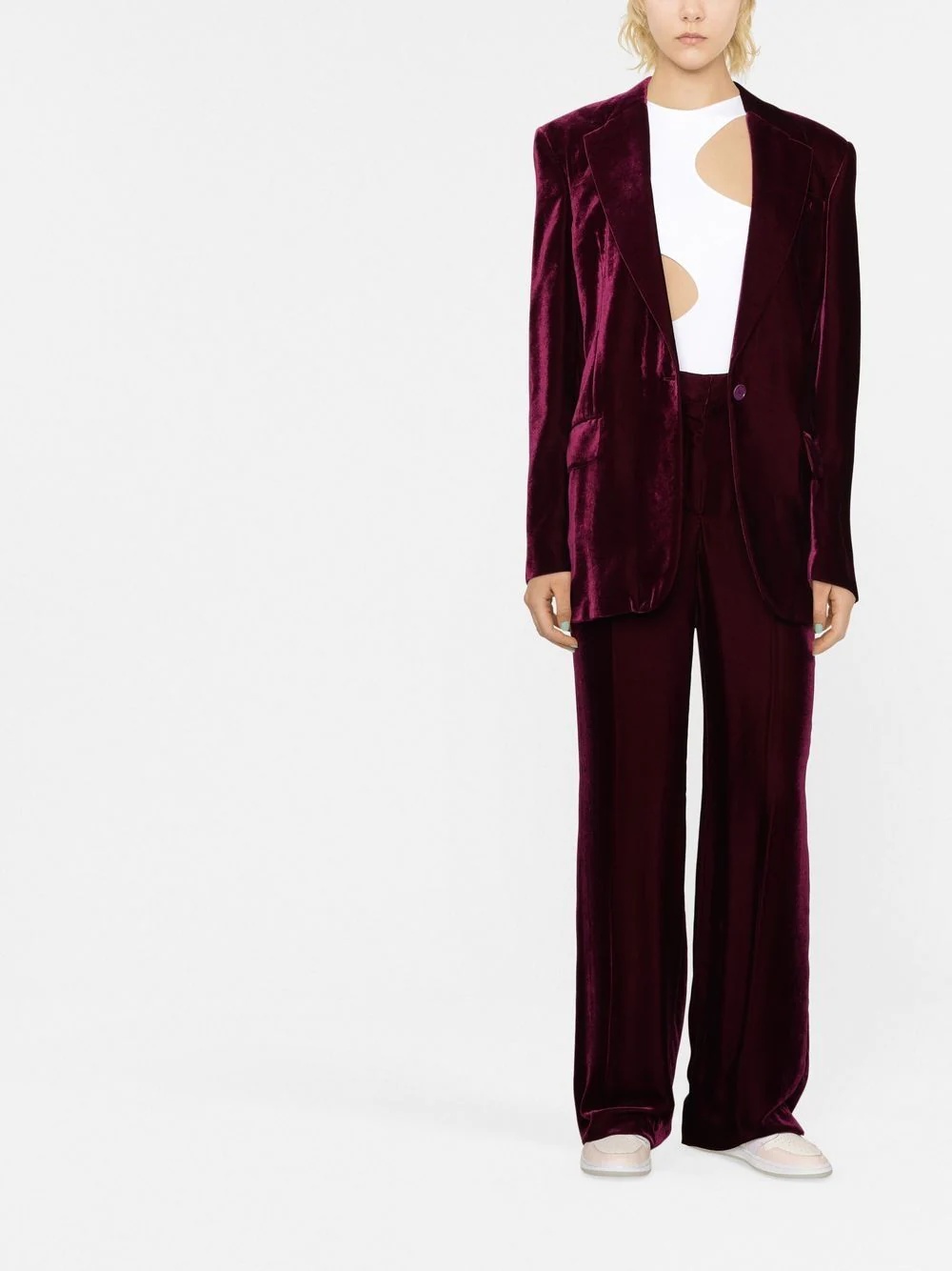 wide-leg velvet trousers - 2