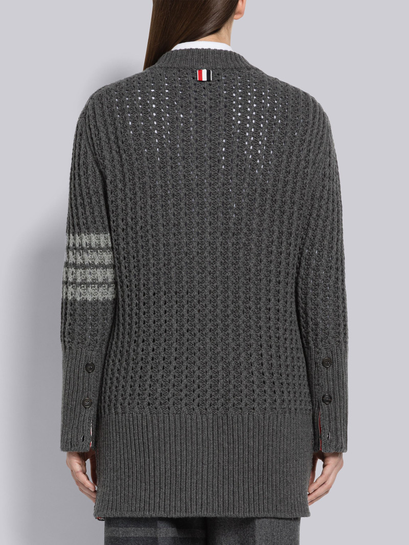 Chunky Pointelle Merino Wool Oversized 4-Bar Cardigan 3