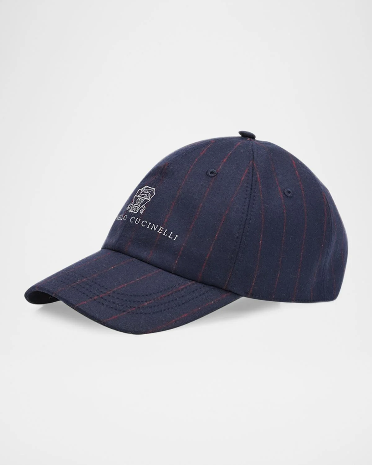 Men's Logo Pinstripe Virgin Wool Baseball Cap - 1