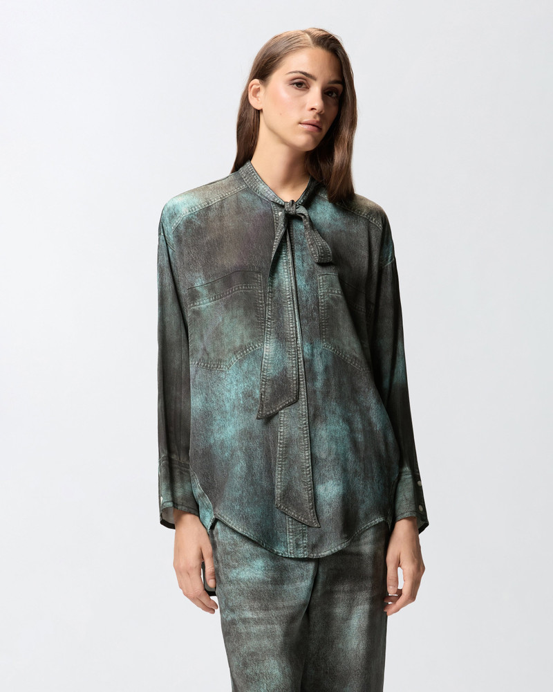 SHIRT WITH TROMPE-L'ŒIL PRINT AND SASH COLLAR 3