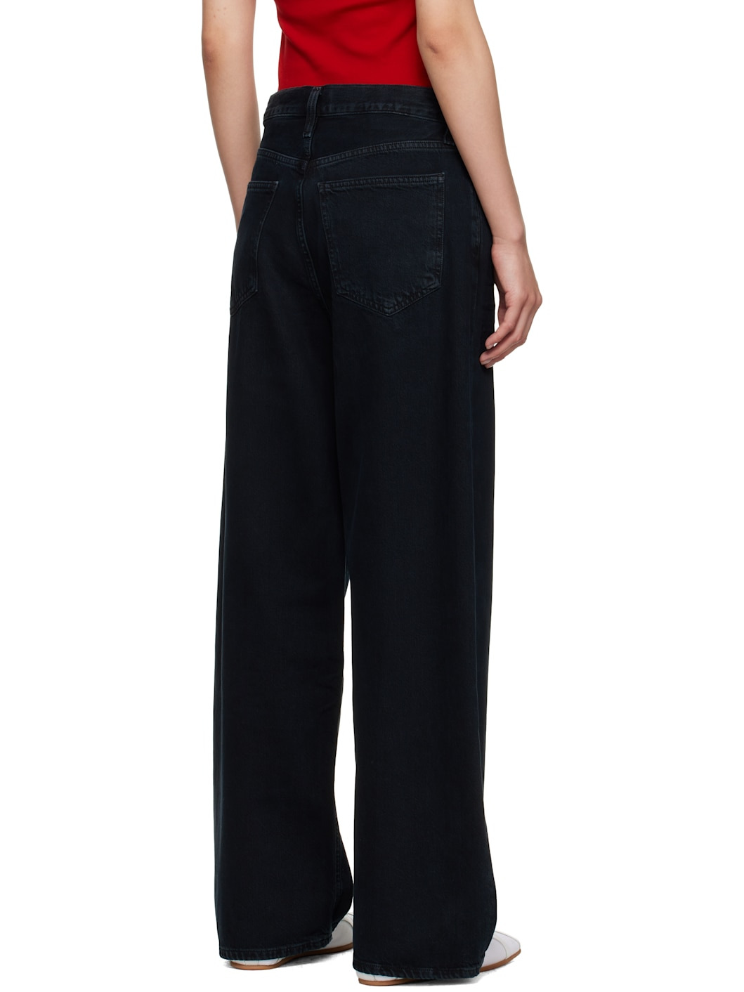 Black Low Slung Baggy 30.5" Jeans - 3