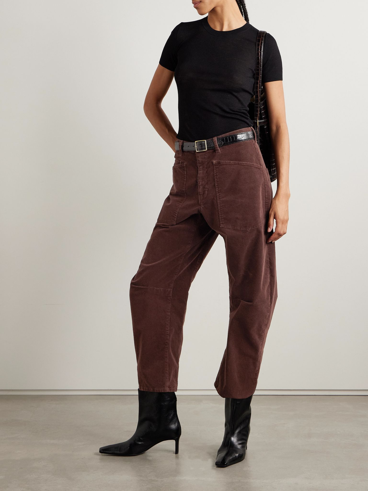 Shon cotton-blend corduroy tapered pants Merlot - 2