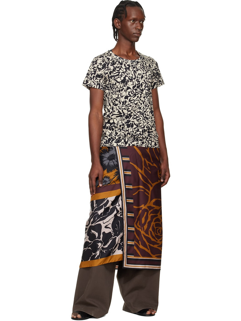 Dries Van Noten Off-White & Black Fitted Cotton T-shirt outlook