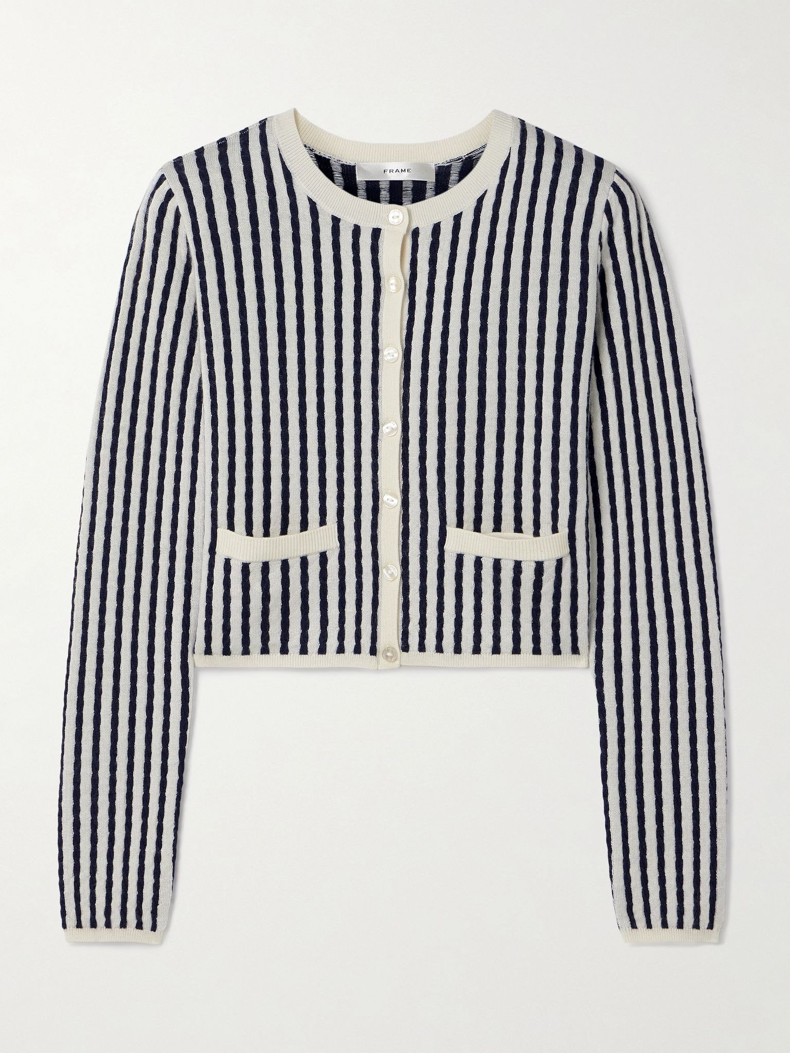 Cable-knit cashmere and silk-blend cardigan Off-white - 1