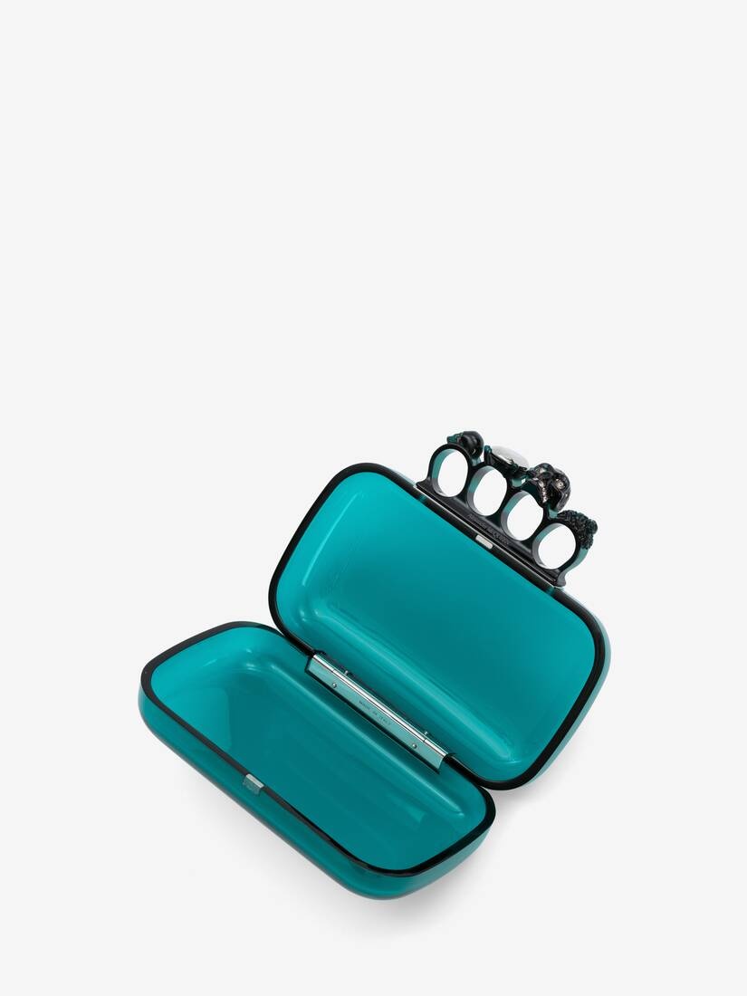 Women's Skull Four Ring Clutch in Turquoise - 4