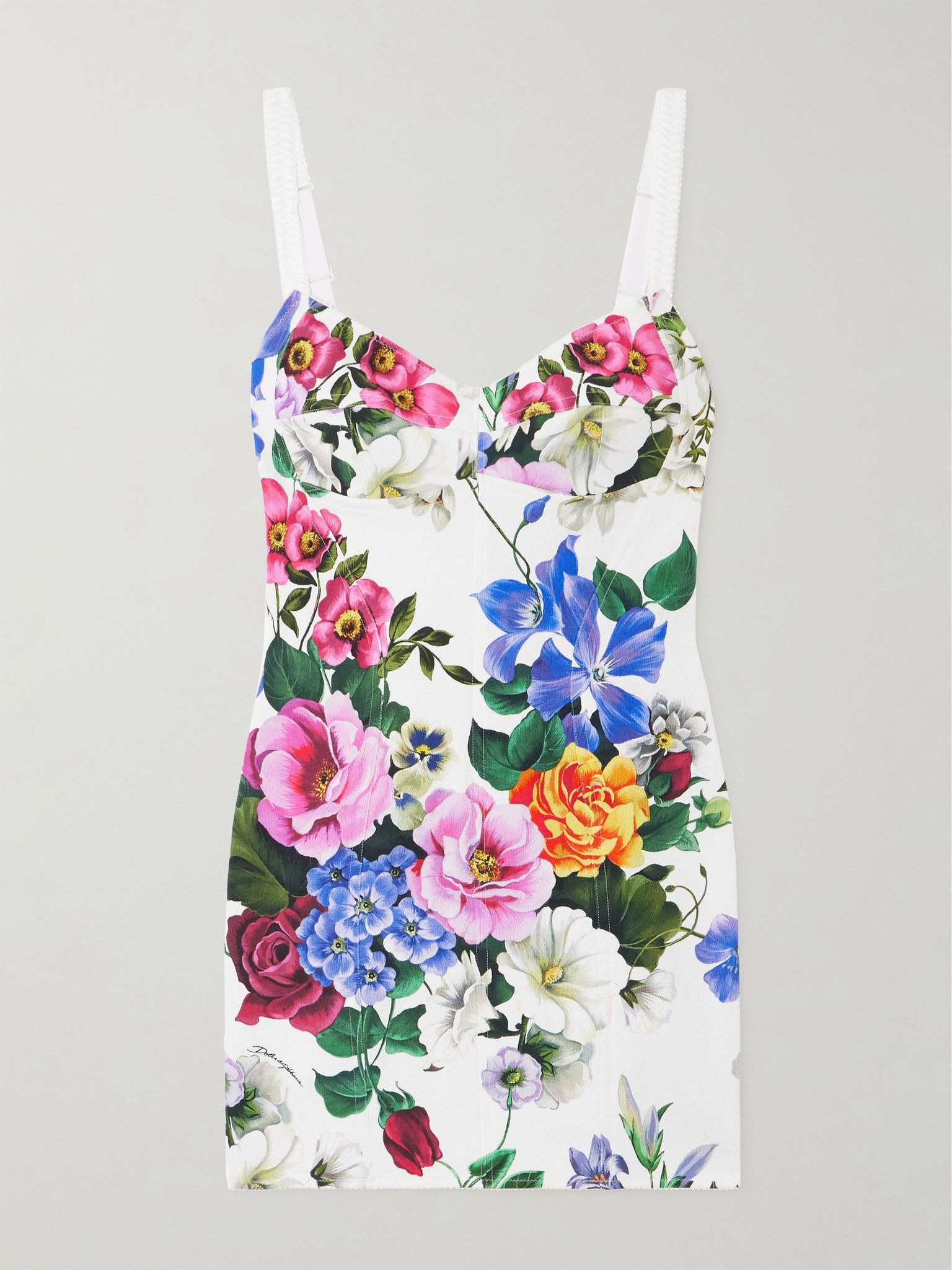 Floral-print woven mini dress White - 1