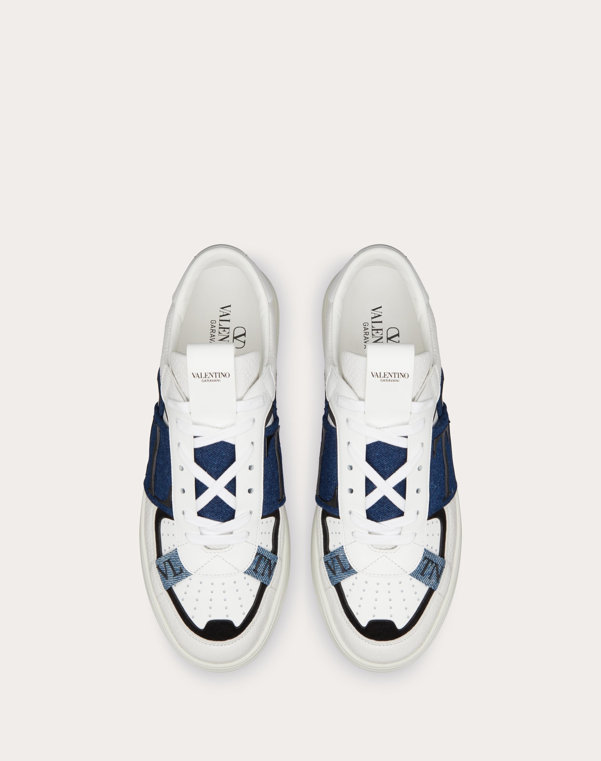 LOW-TOP VL7N SNEAKERS IN CALFSKIN AND DENIM - 4
