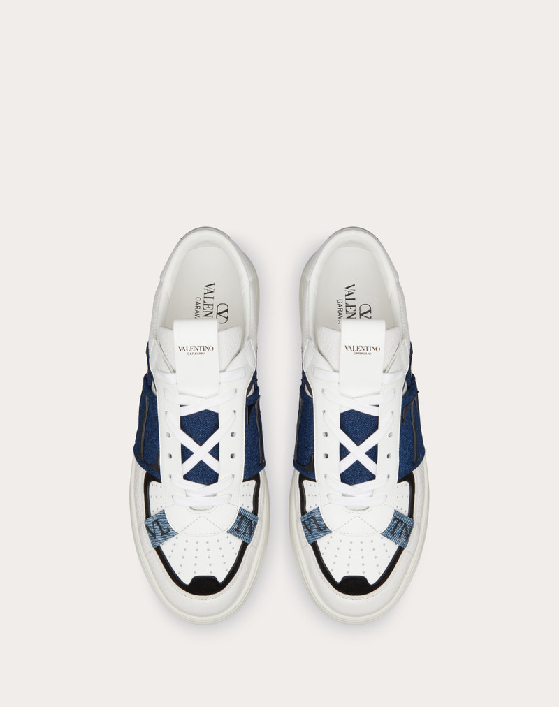 LOW-TOP VL7N SNEAKERS IN CALFSKIN AND DENIM 4
