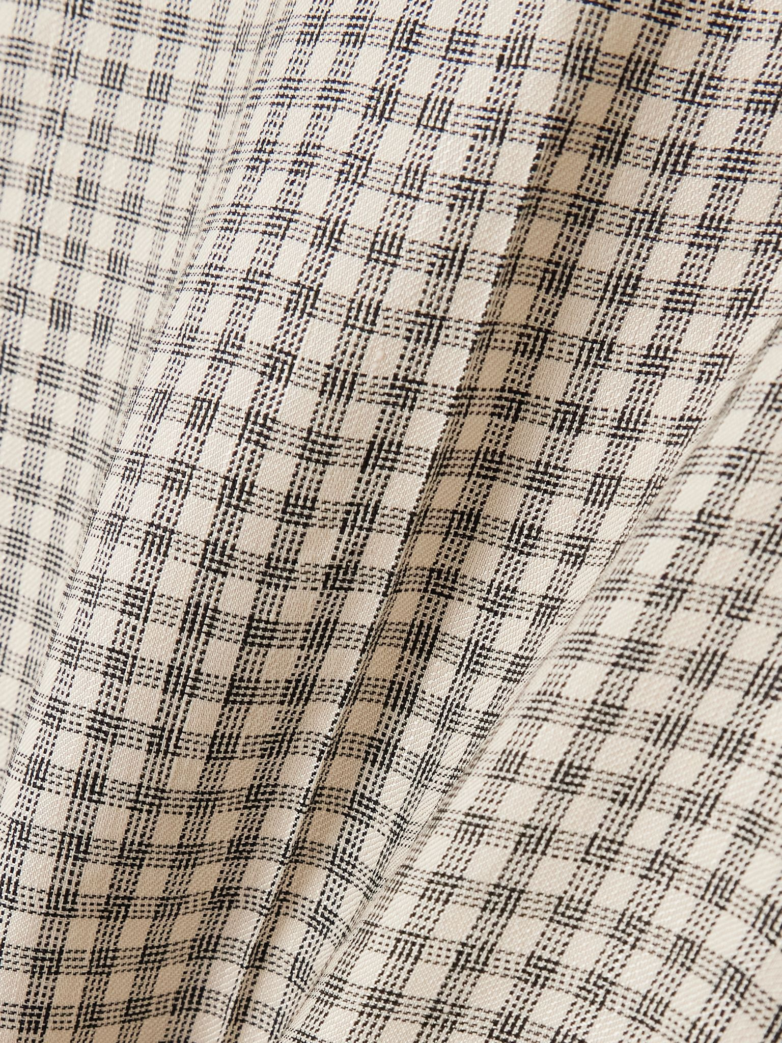 Checked linen-blend wide-leg pants Cream - 5