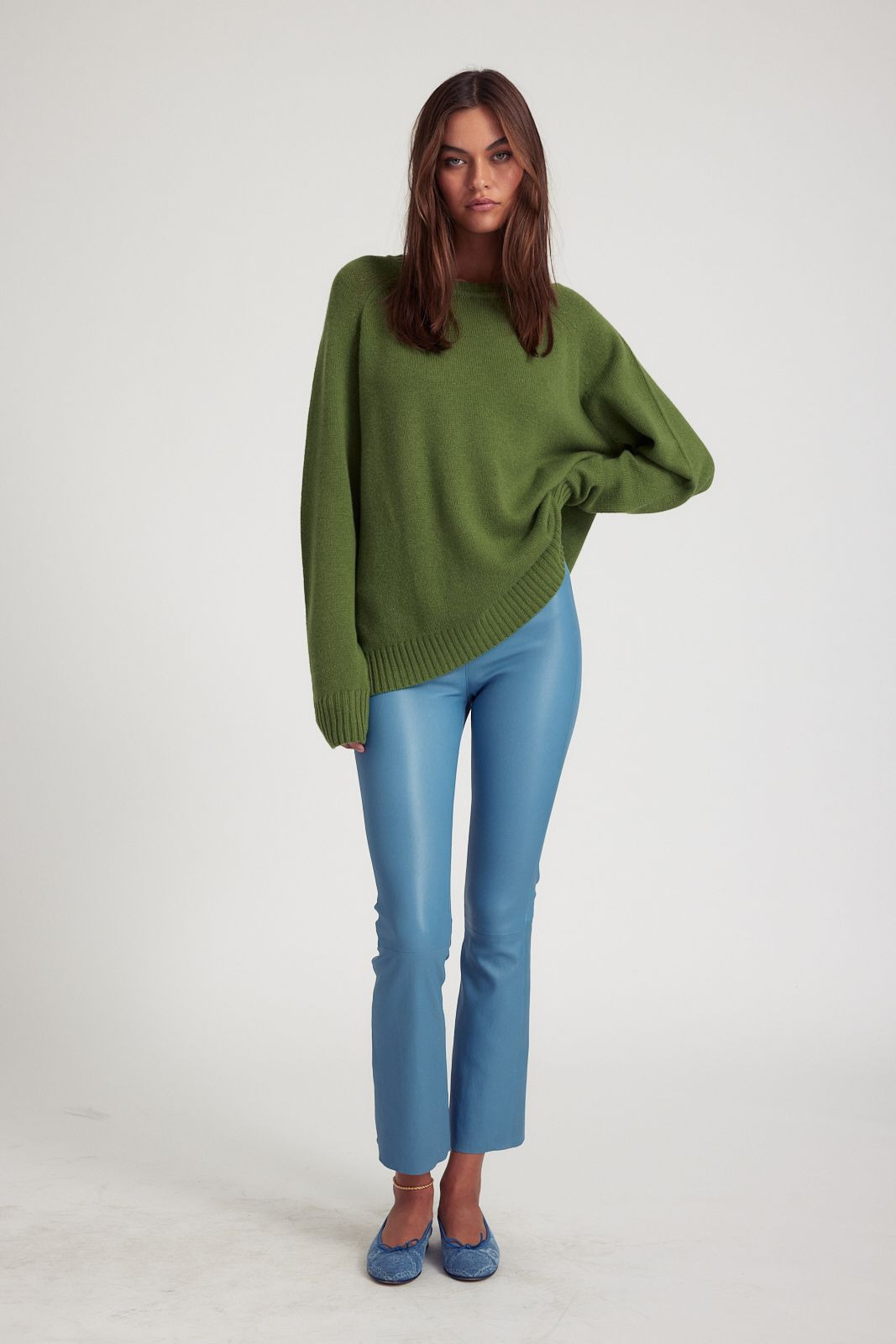 ARTICHOKE CASHMERE LOOSE GAUGE CREWNECK - 2