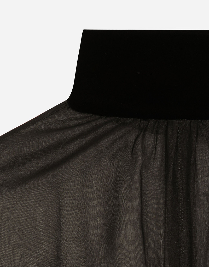 Short wool crepe and organza dress 7