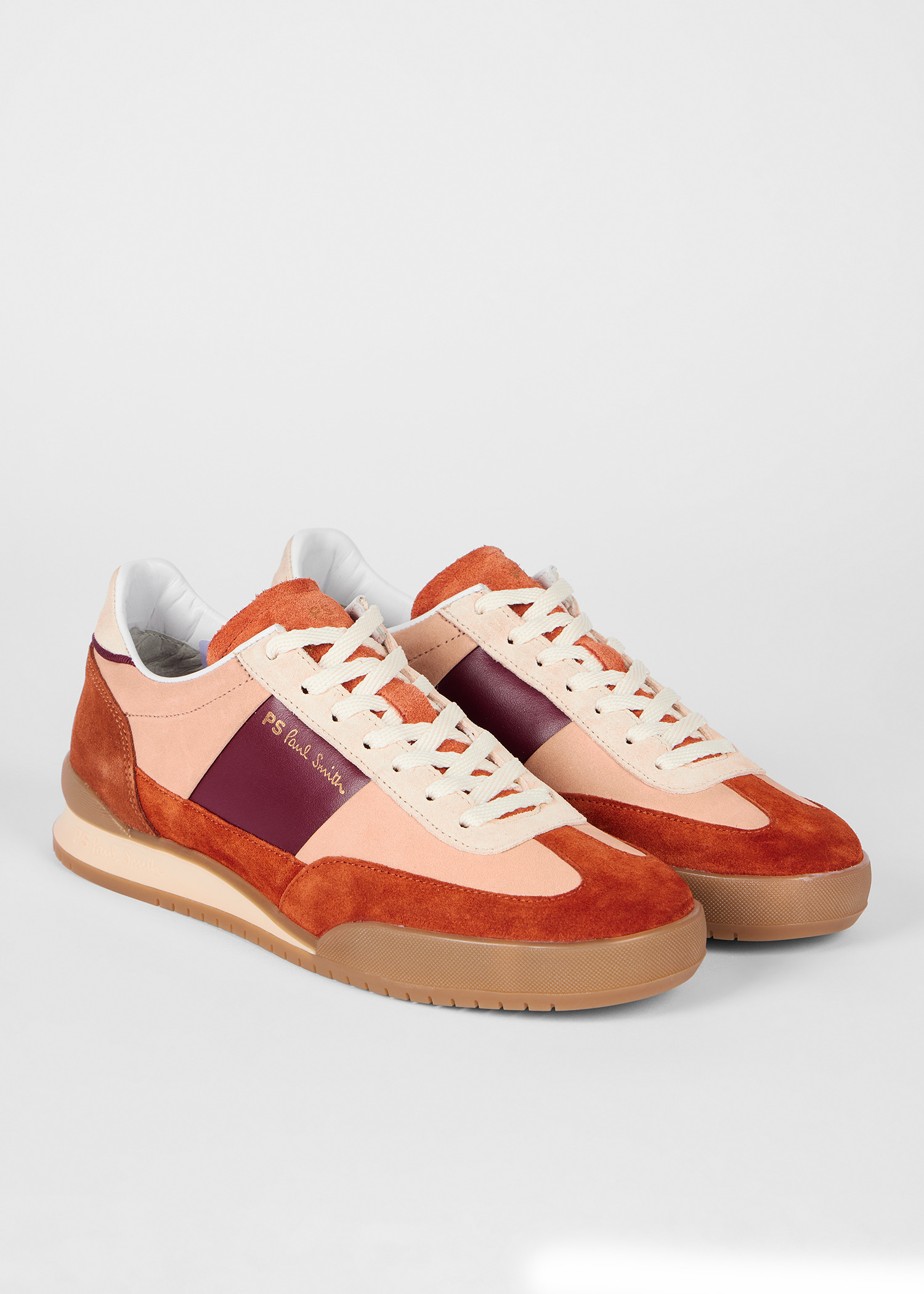 Women's Nubuck Rust Orange 'Dover' Colourblock Retro Gum Trainers - 4