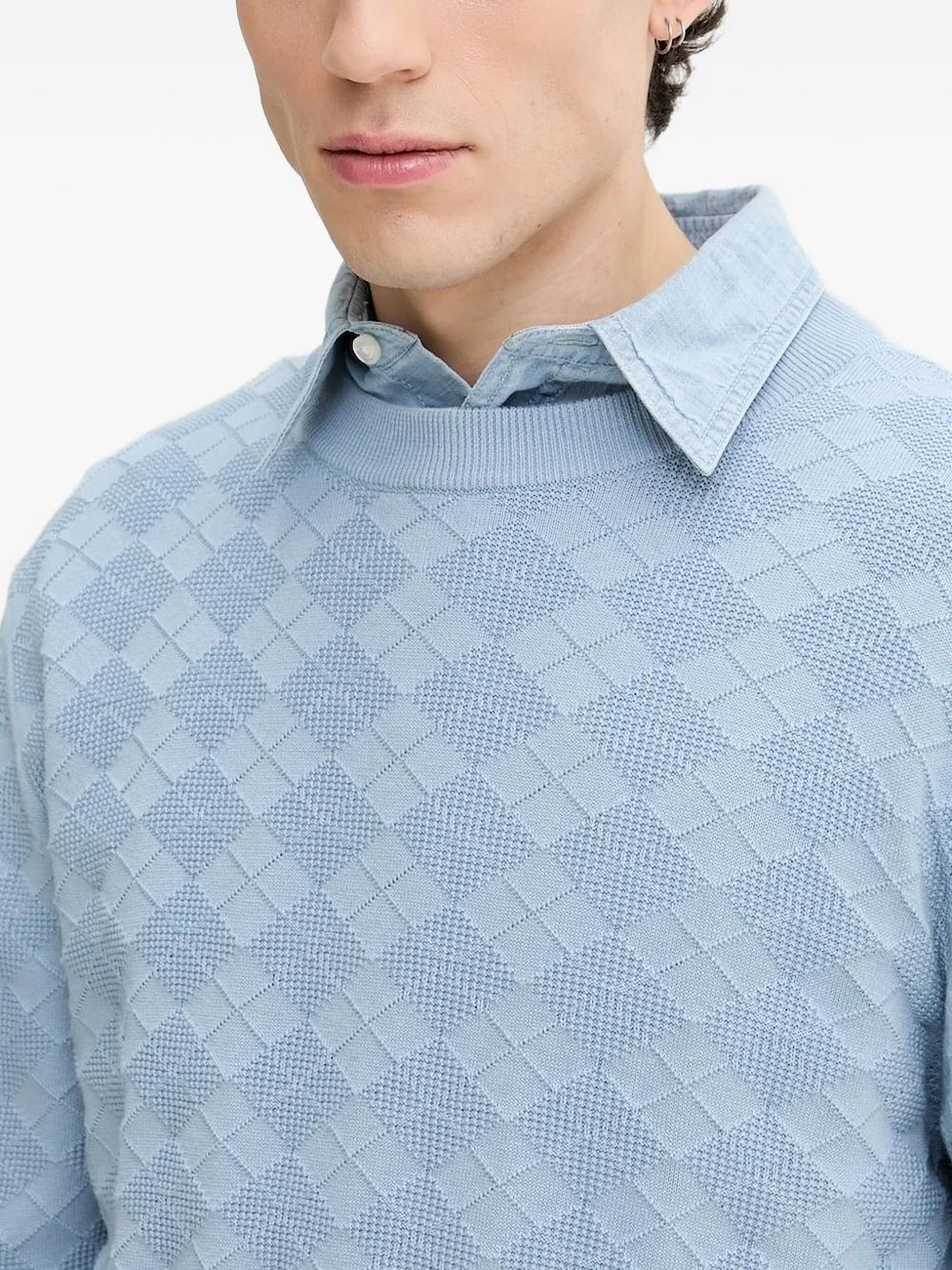 textured diamond-pattern sweater - 3