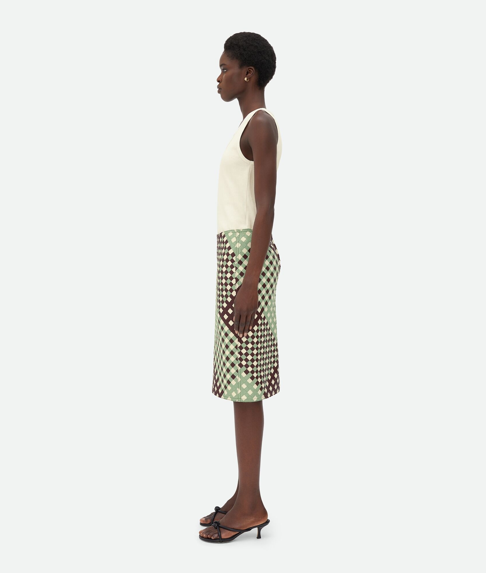 Tricolor Intrecciato Leather Skirt - 2