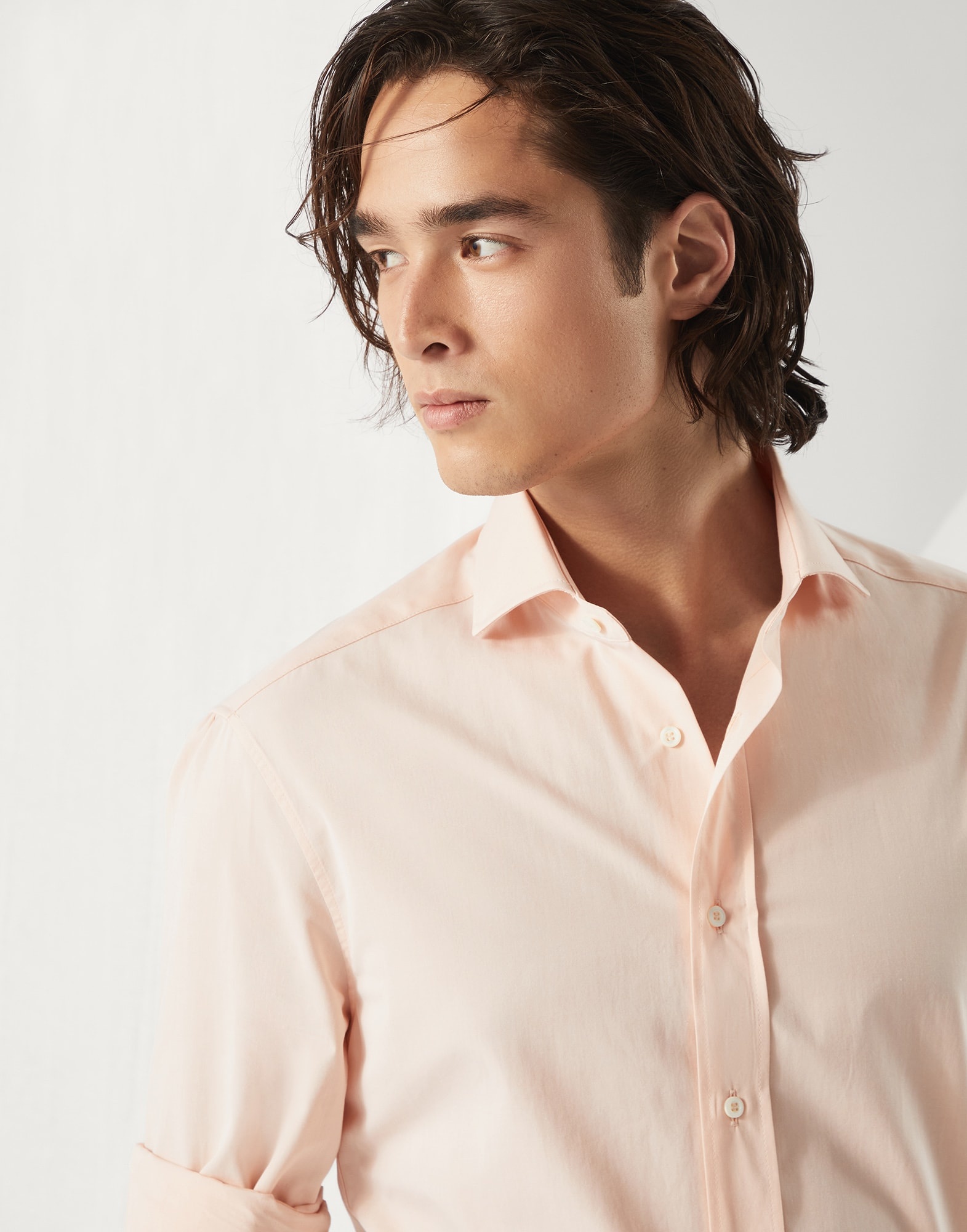 Poplin slim fit shirt with spread collar - 3