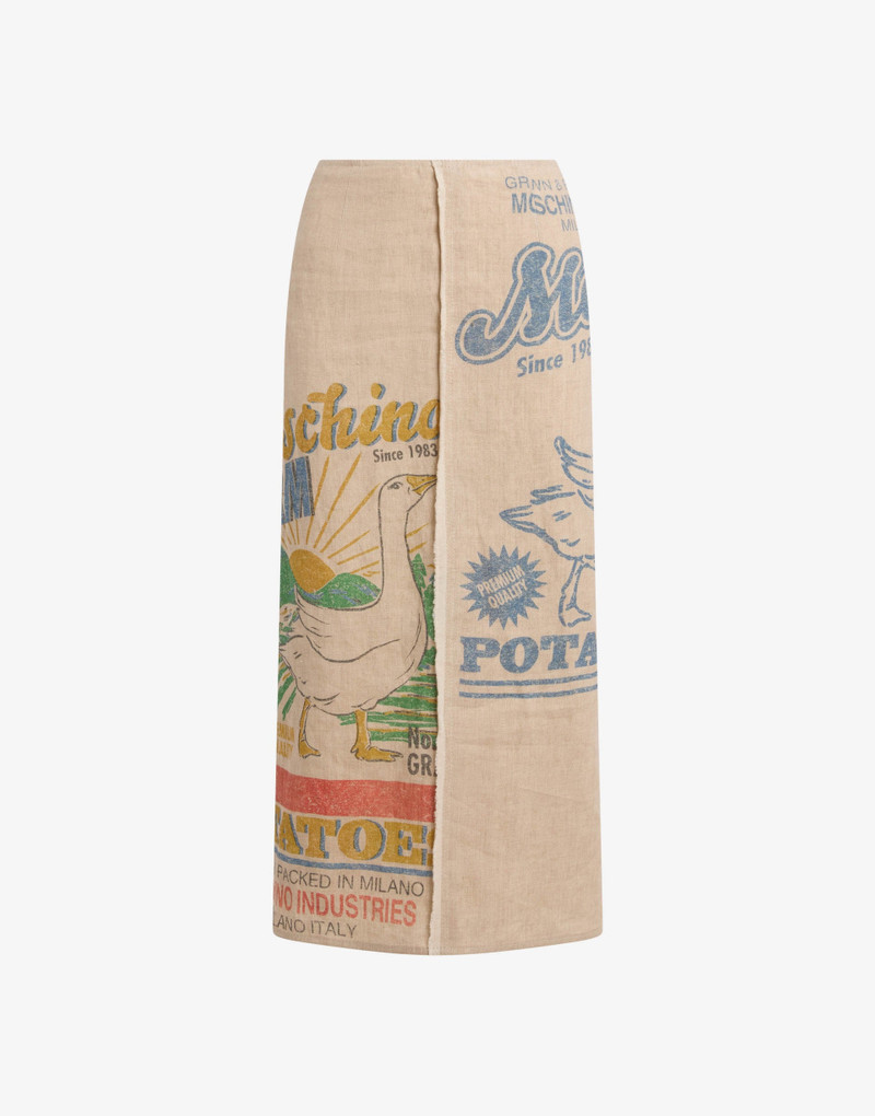 PRINTED LINEN AND STRAW SKIRT 4