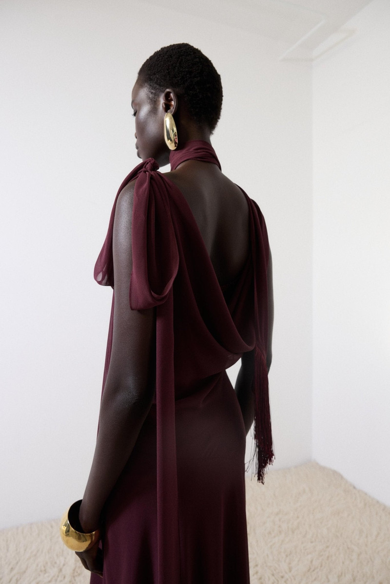 MISTRAL MIDI DRESS IN EARTH CHIFFON & LACE 6
