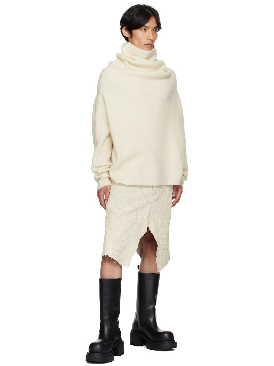 White Concordians Slivered Skirt - 4